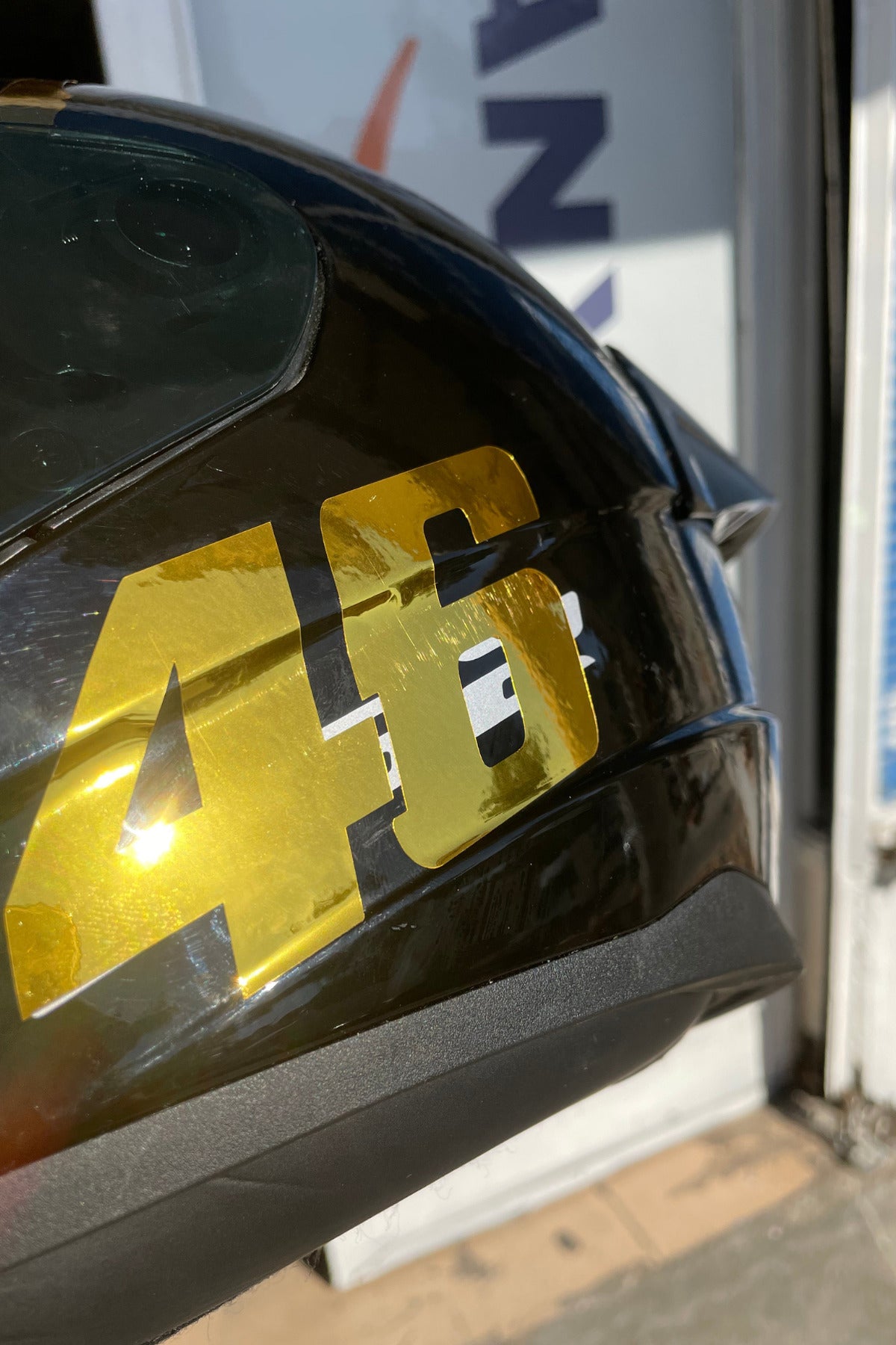 Motor-Kask için Gold Altın 46 Yarış Stili Sticker Etiket (1 Adet)