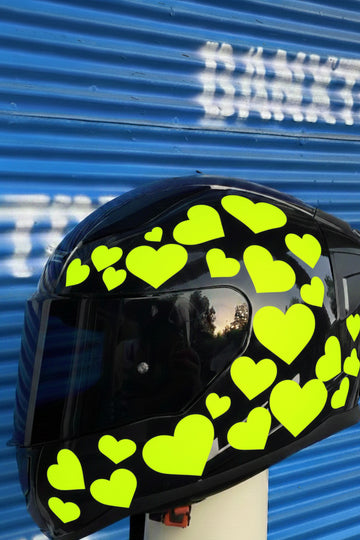 Kask-Motor-Araba için Renkli Kalpli Sticker Etiket Seti