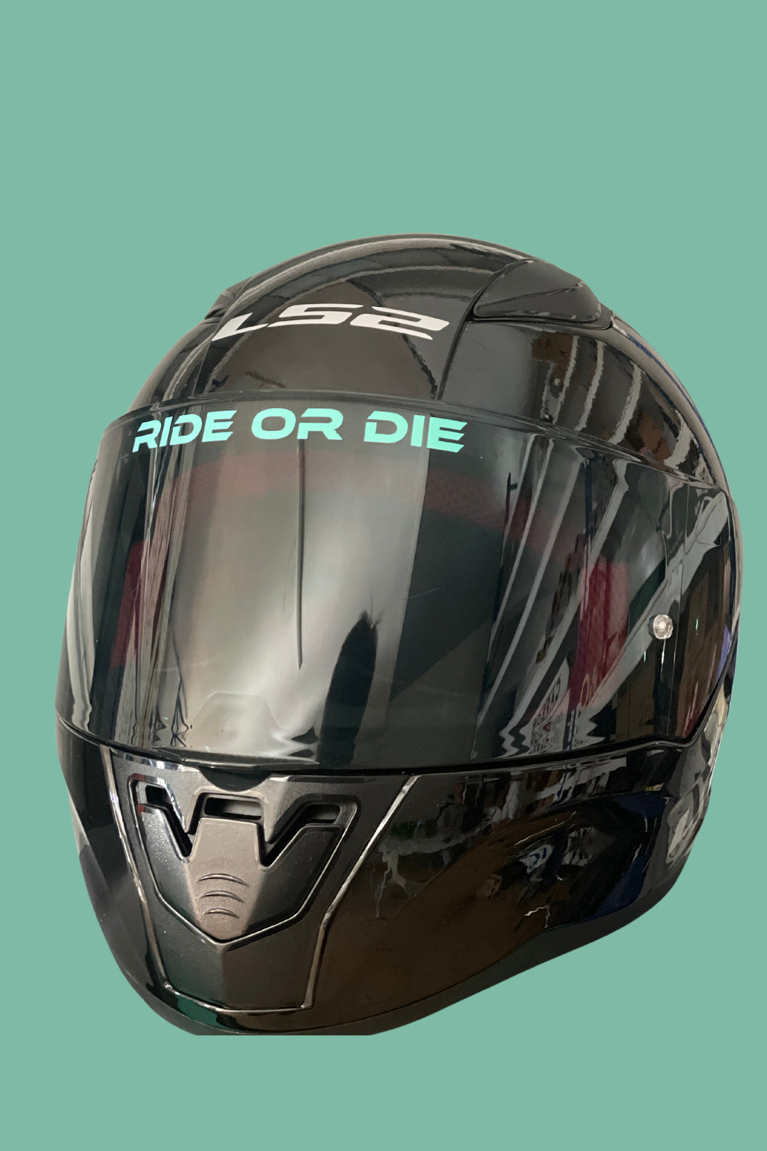 Kask Vizörü ve Motor için Nane Renk RİDE OR DİE Vizör Etiketi Orafol Nane (1 Adet)