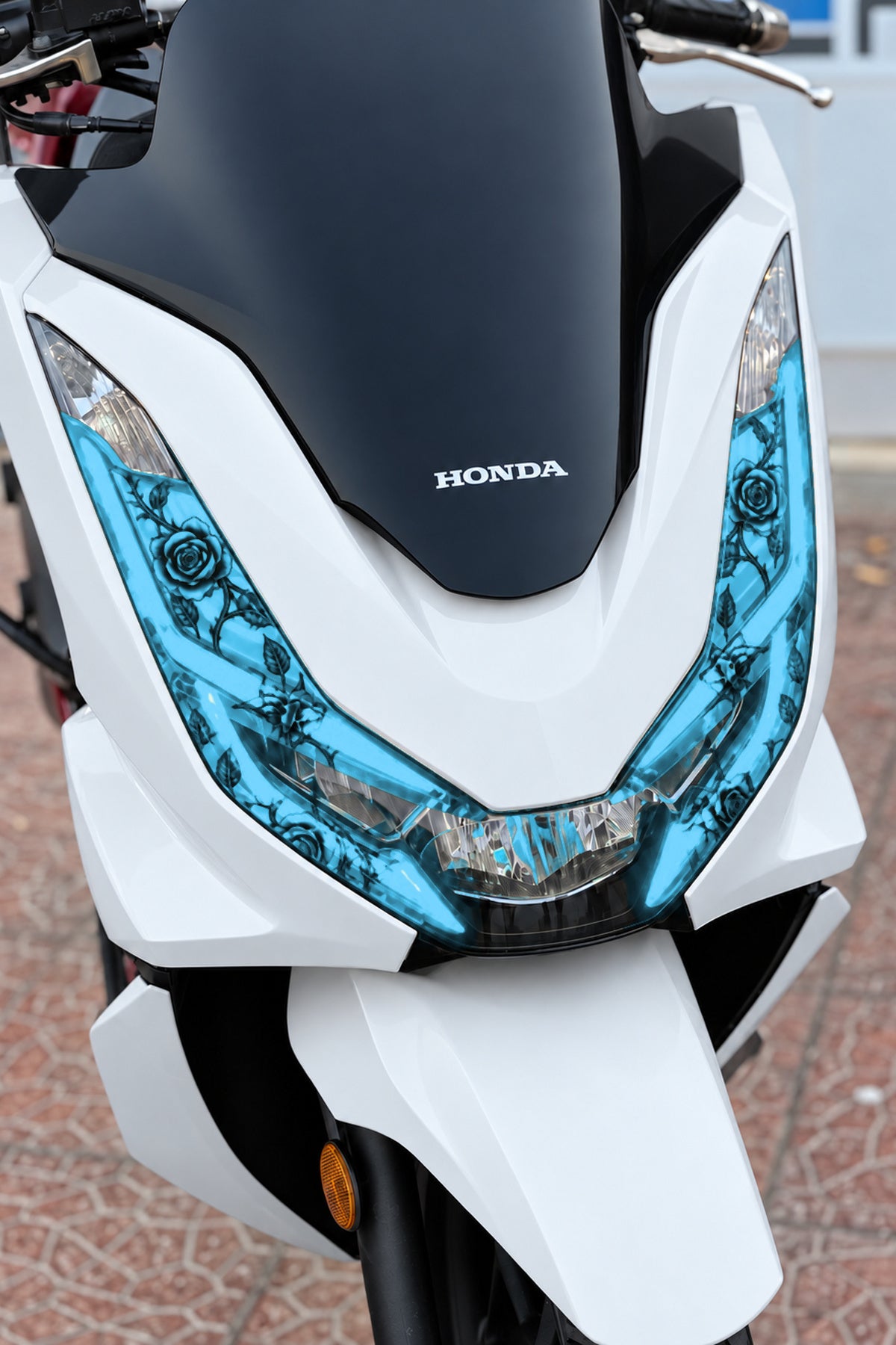 Honda PCX için Sarmaşık Desenli Kalın Kesim Far Filmi Far Tasarım Sticker (2021-2022-2023-2024 Uyumlu)
