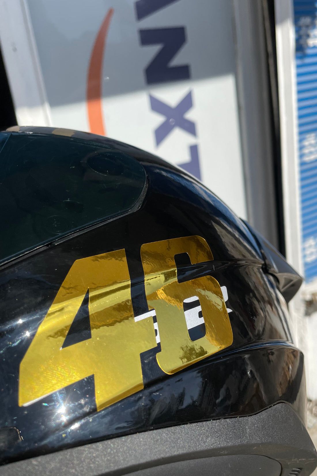 Motor-Kask için Gold Altın 46 Yarış Stili Sticker Etiket (1 Adet)