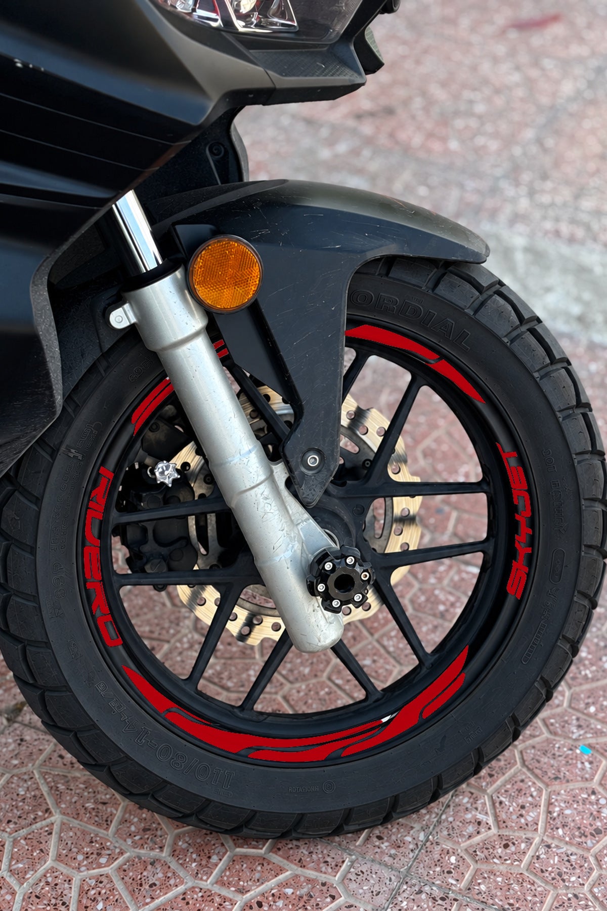 Skyjet Rivero Scooter için 16 Parça Jant Şeridi Sticker Seti (Ön-Arka Yeterli)