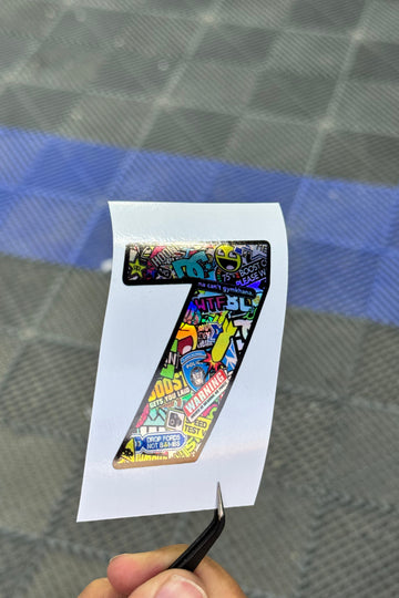 Motor-Araba-Laptop için Hologramlı 7 rakam sticker1(7CMX5,5CM) 1 Adet