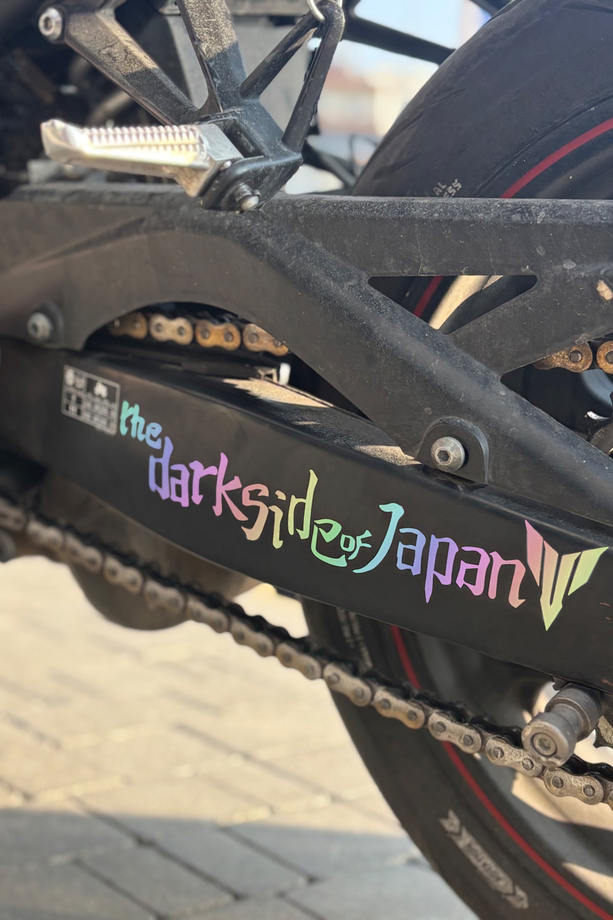 Motosiklet Yan Şase için Eğik The Dark Side of Japan Sticker Etiket
