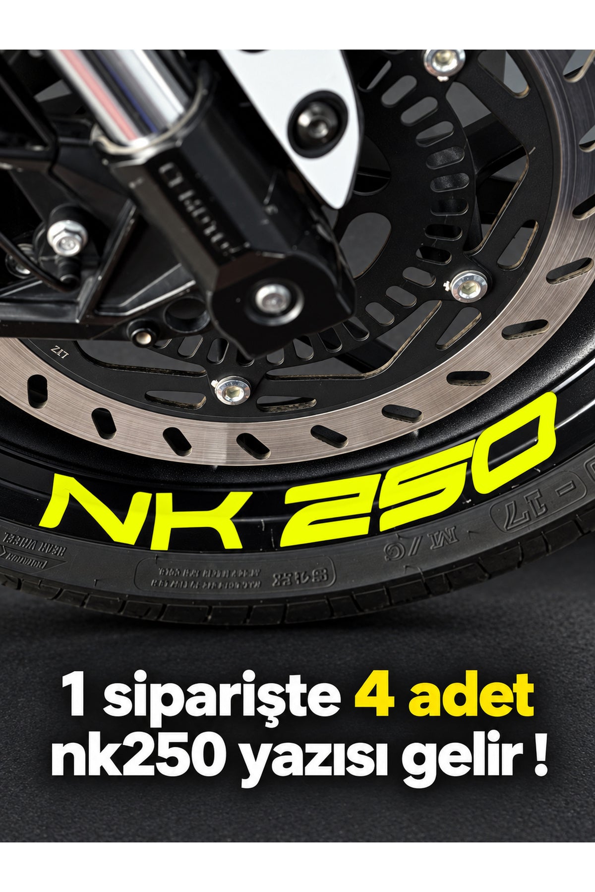 CFMOTO NK250 için Geniş Boyutlarda NK250 Jant için Yazı Sticker (1 Paketten 4 Adet Çıkar )