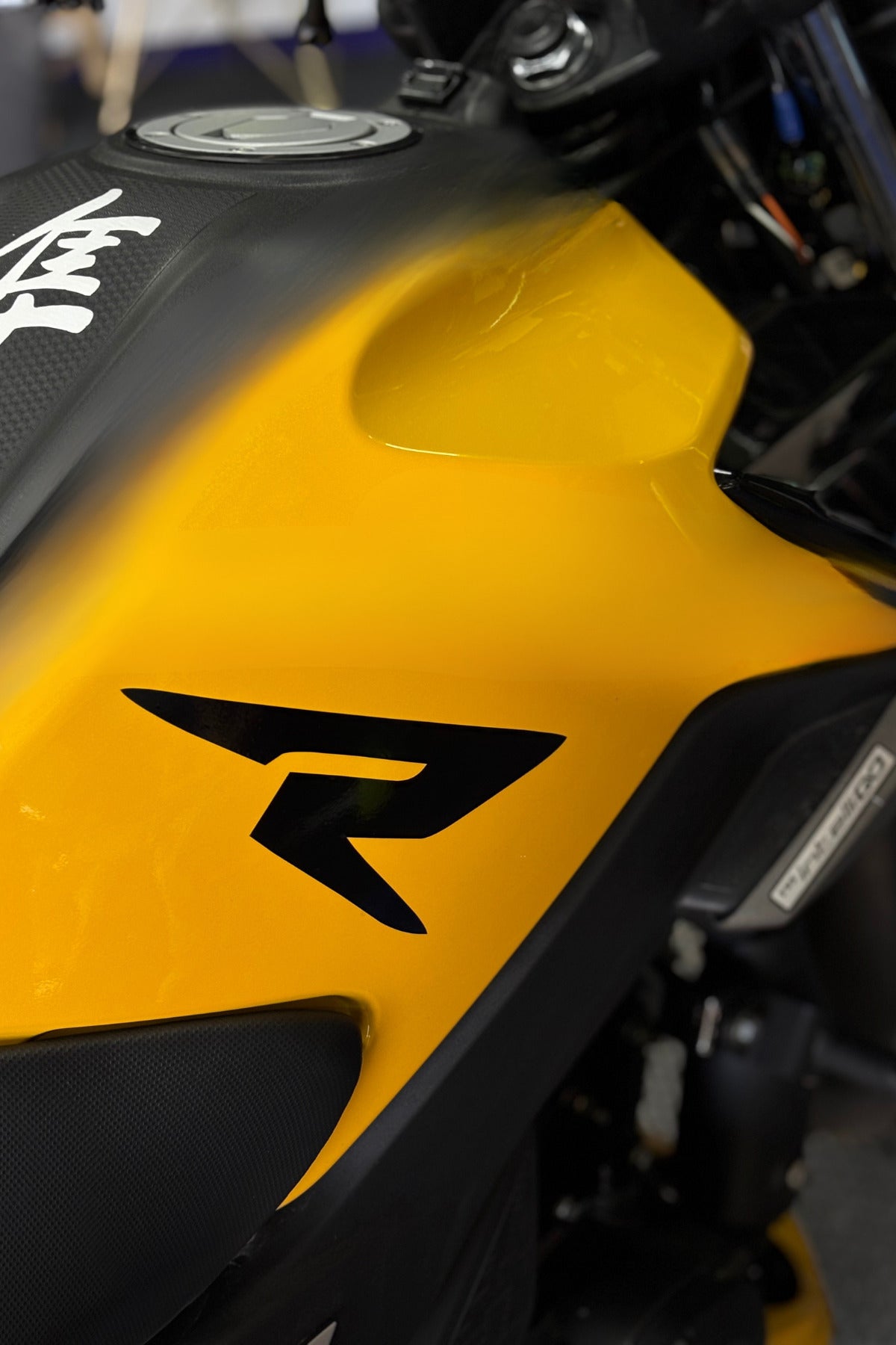 TVS Raider için Depo ve Çamurluk Uyumlu Siyah R Logo Sticker Etiket (12CM)