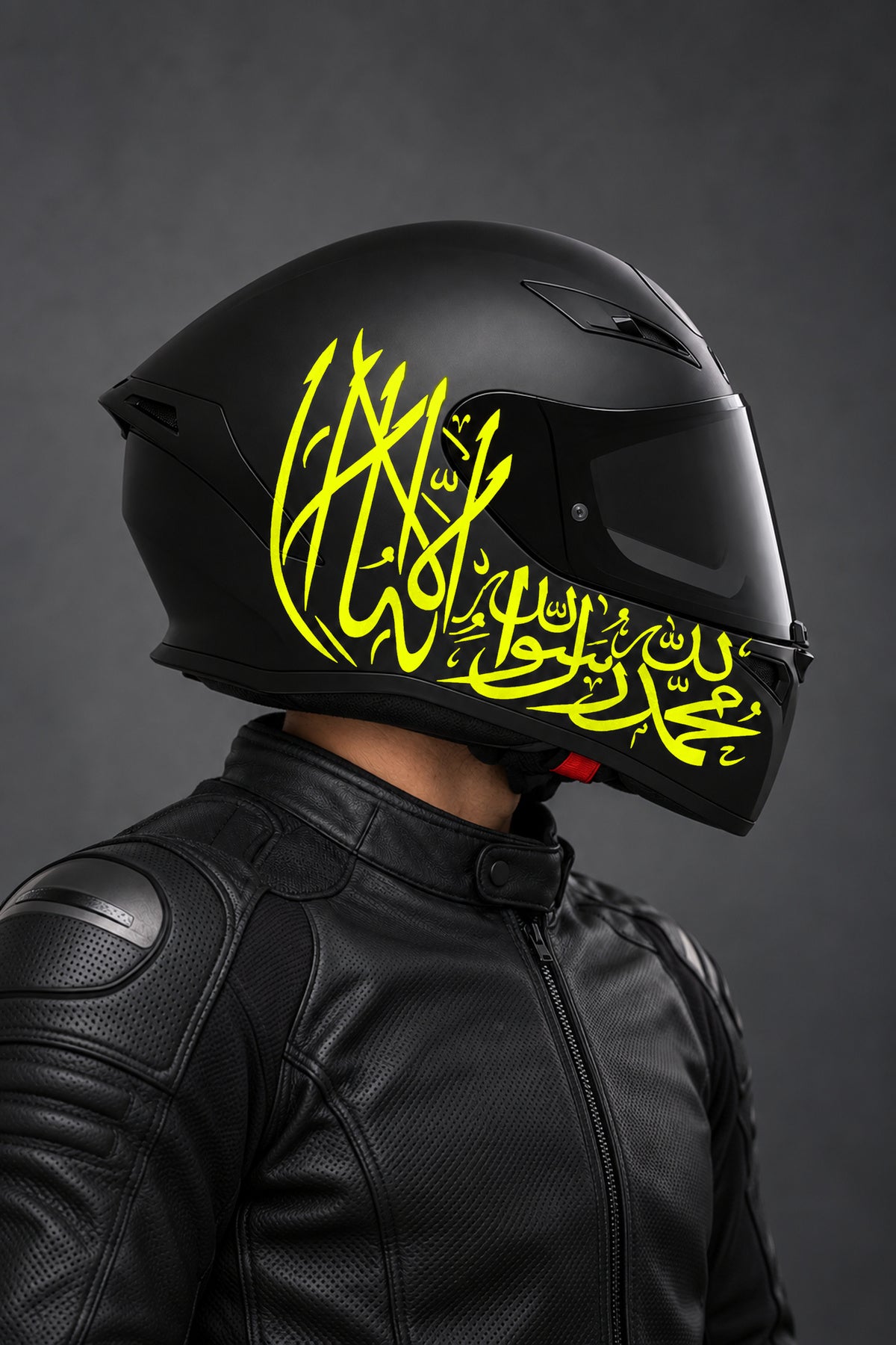 Motosiklet Kaskı için Kelime-i Tevhid Dua Arapça Sticker Etiket (1 Adet)