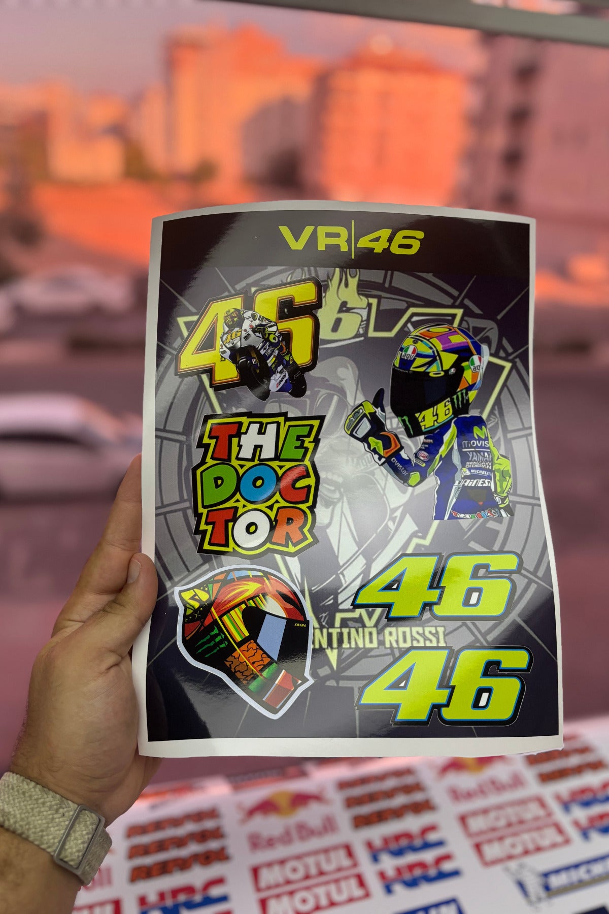 Motosiklet Severler 6 Adet Sticker içeren VR46 Rossi A4 Sticker Pack