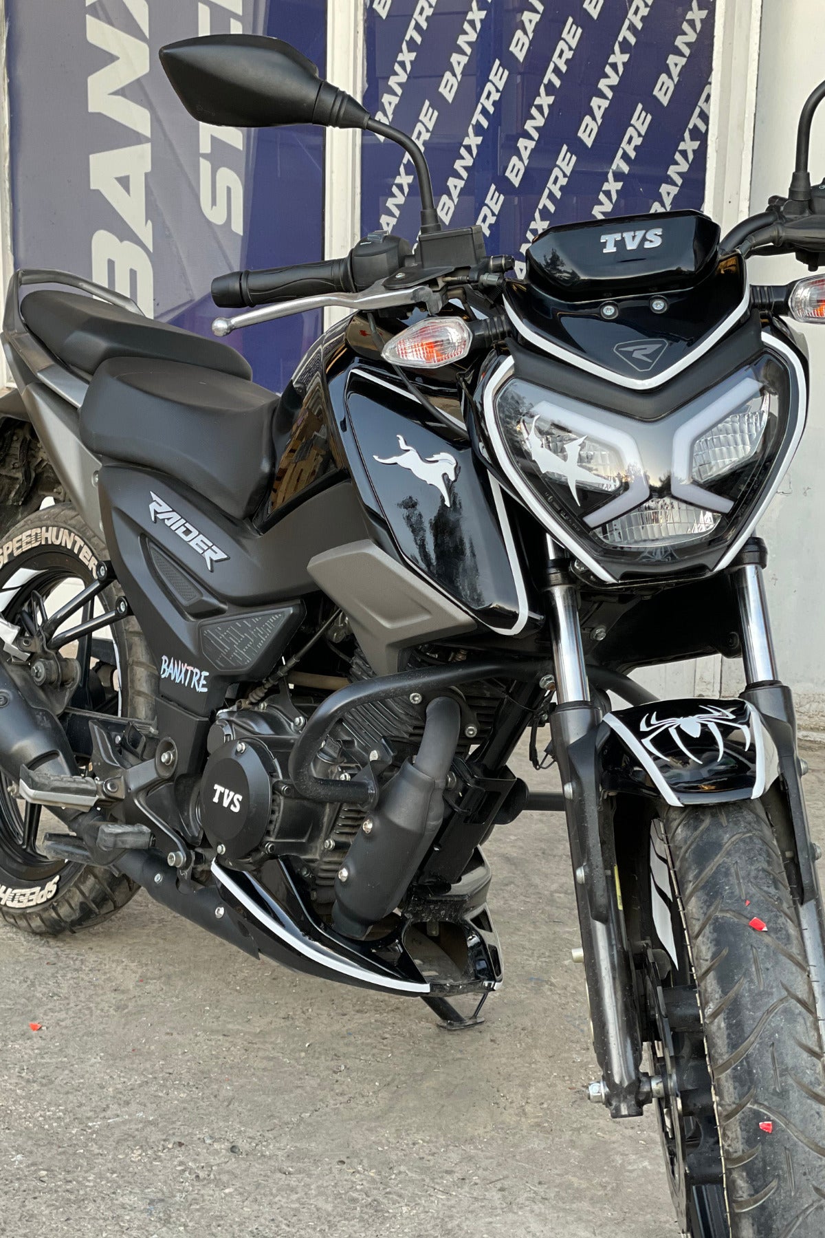 TVS Raider 125 için Parlak Beyaz 17 Parça Sticker Etiket Seti