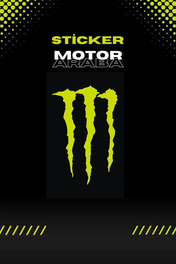 Dekoratif Neon Sarı Monster Sticker Araba-motor Için Etiket 10cmx6cm (1 ADET)