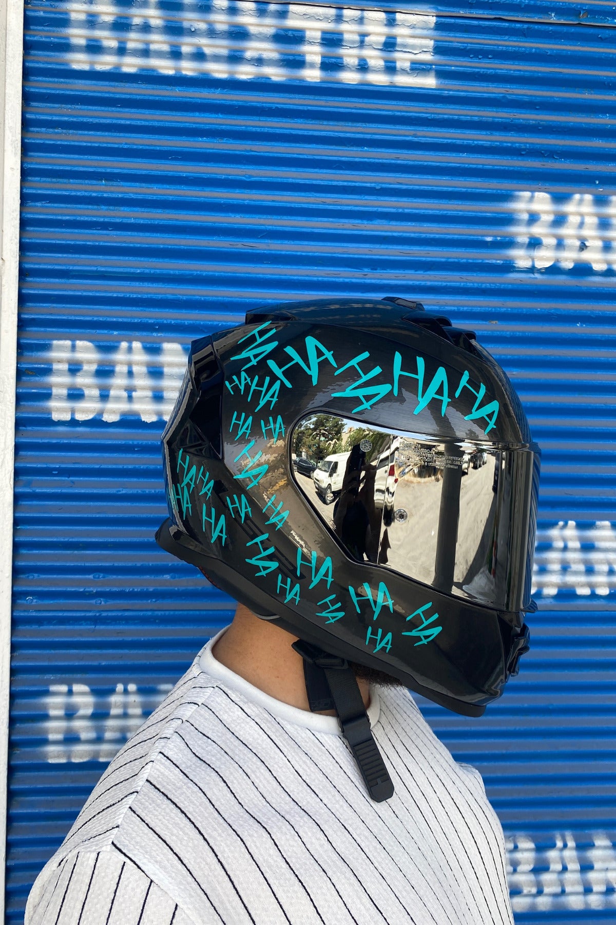Motor-Araba-Kask için Dekoratif Turkuaz Hahaha Sticker Etiket 15CMx30CM