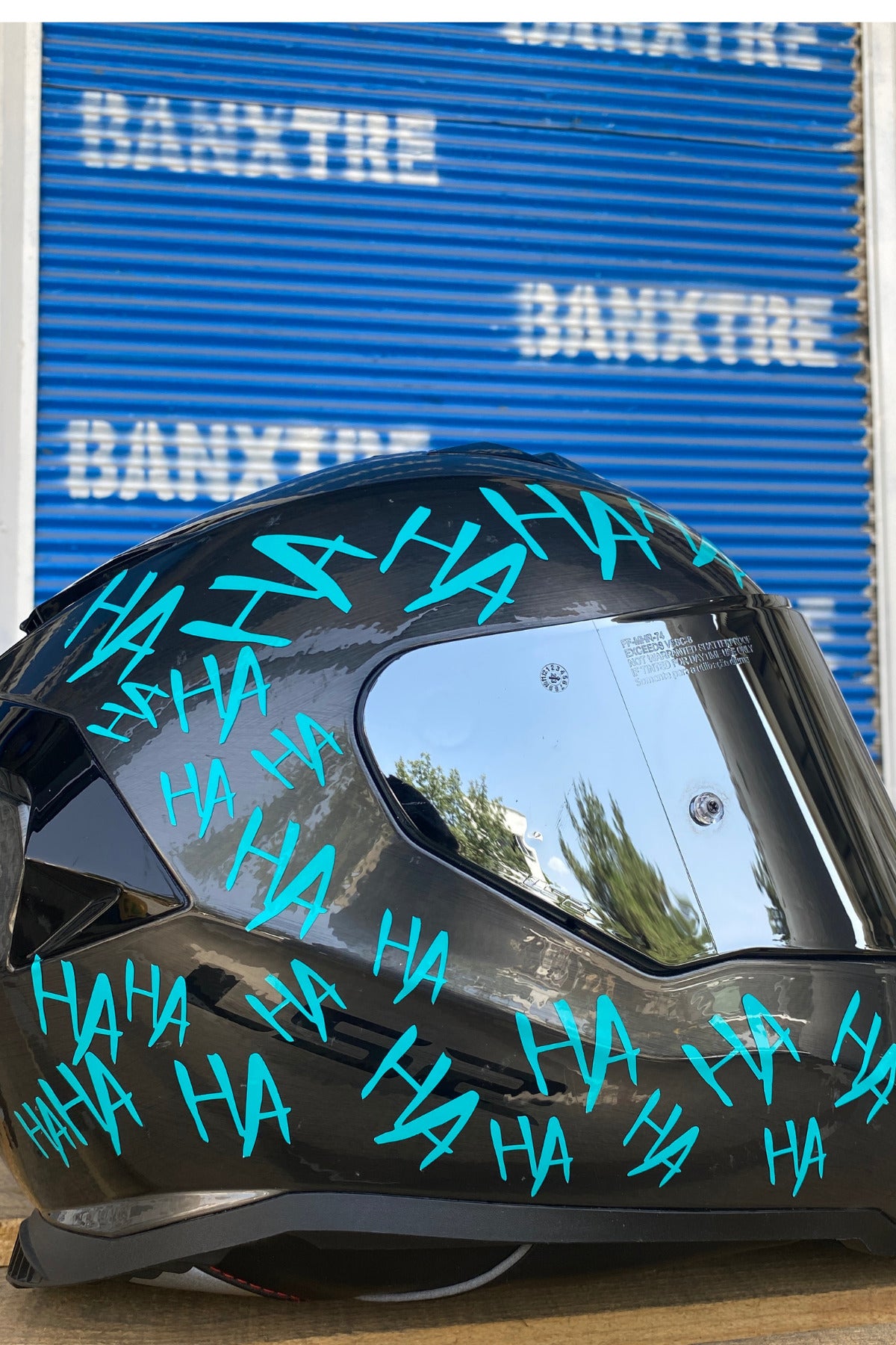 Motor-Araba-Kask için Dekoratif Turkuaz Hahaha Sticker Etiket 15CMx30CM