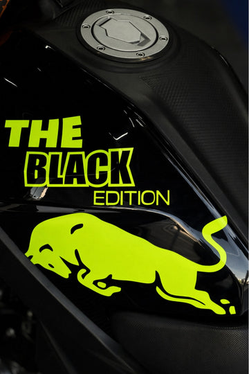 Motosiklet ve Kask için Neon Sarı Boğa Black Edition Sticker Etiket (Tek Taraf)