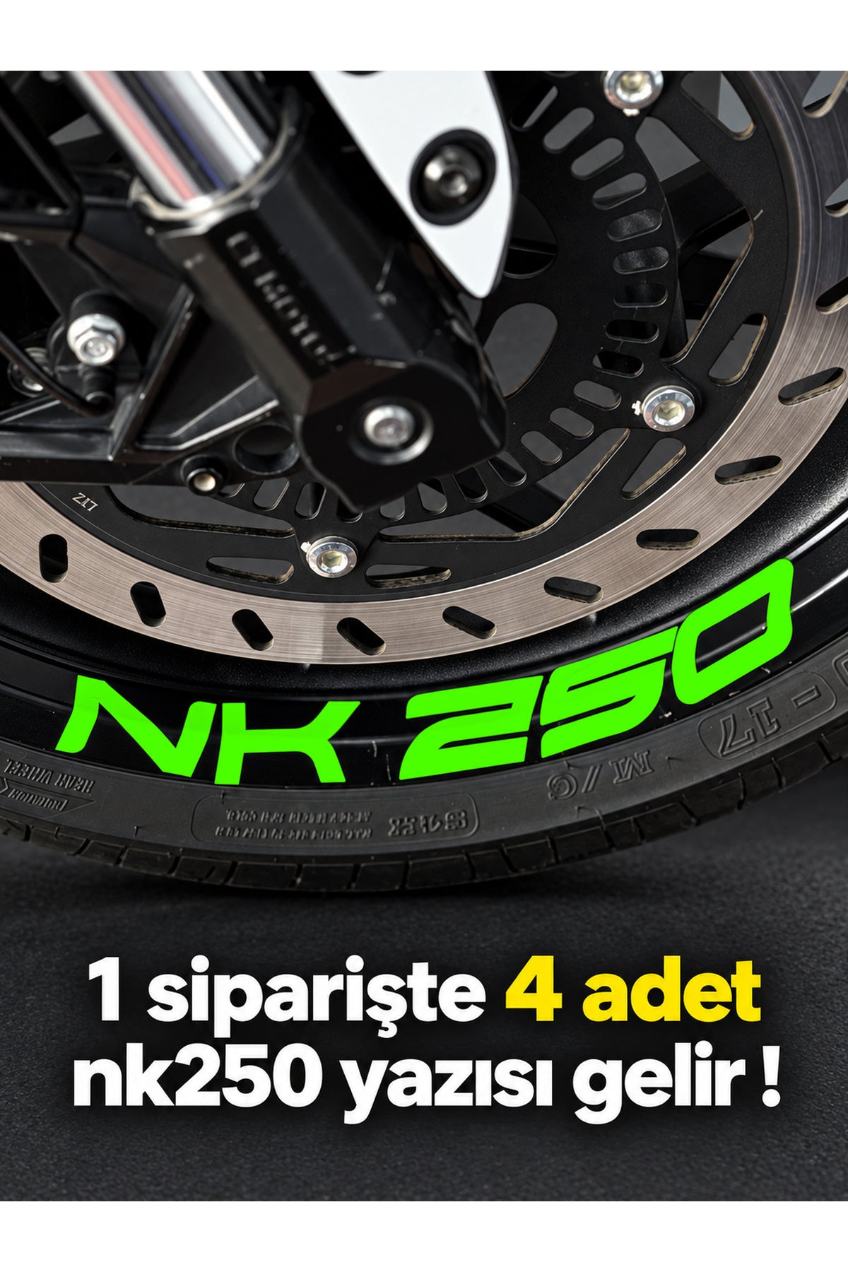 CFMOTO NK250 için Geniş Boyutlarda NK250 Jant için Yazı Sticker (1 Paketten 4 Adet Çıkar )