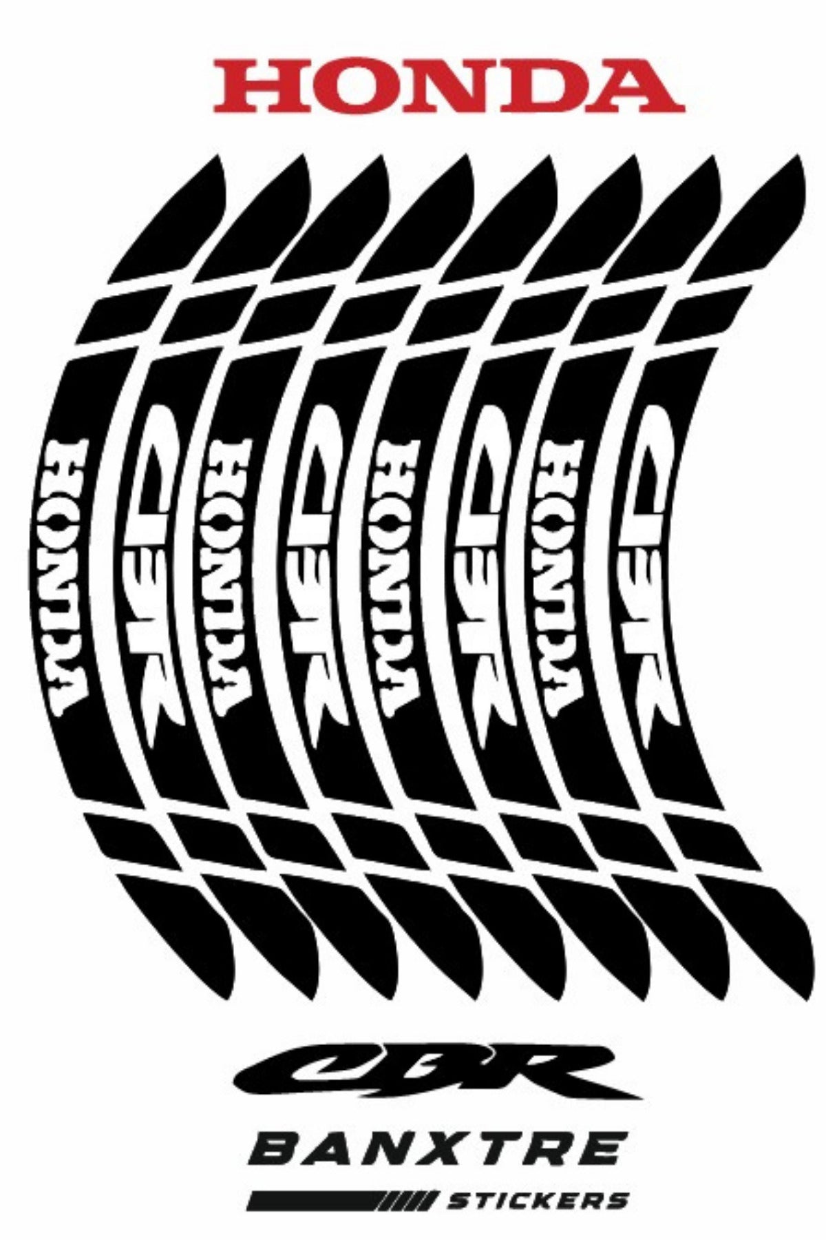 Honda CBR Grubu için Motor Jant Şeridi Sticker Etiket (8 Parça)