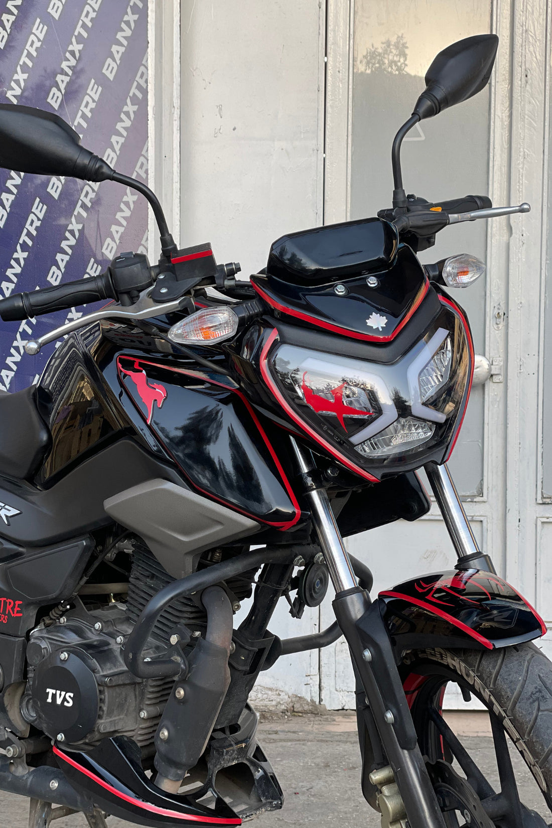 TVS Raider 125 için Parlak Kırmızı 17 Parça Sticker Etiket Seti