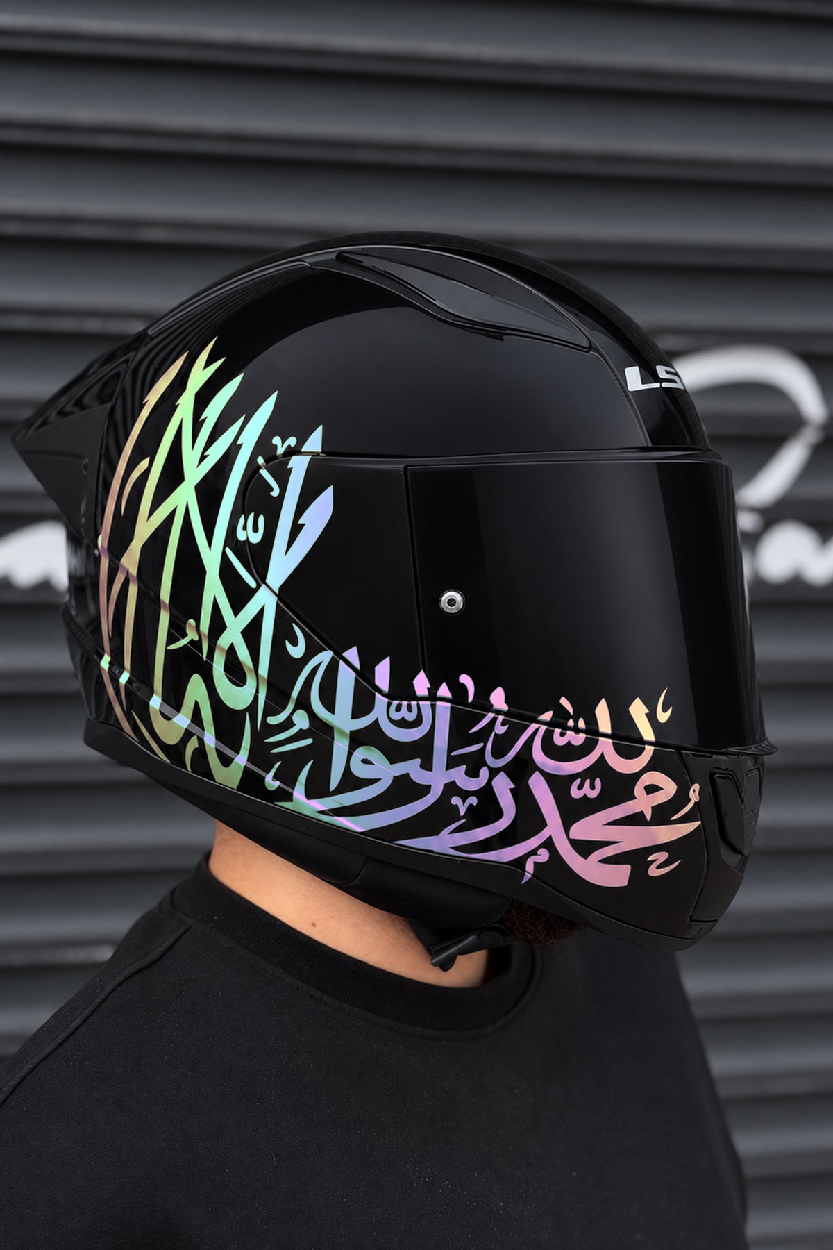 Motosiklet Kaskı için Arapça Dua Kelime-i Tevhid Sticker Etiket (1 Adet)