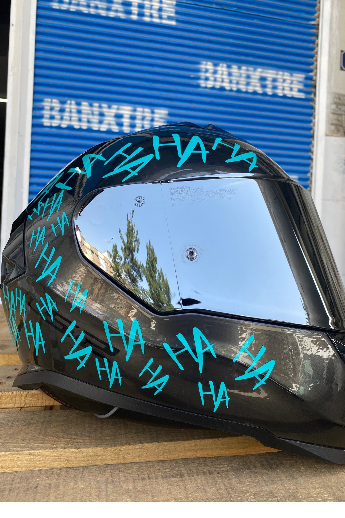 Motor-Araba-Kask için Dekoratif Turkuaz Hahaha Sticker Etiket 15CMx30CM
