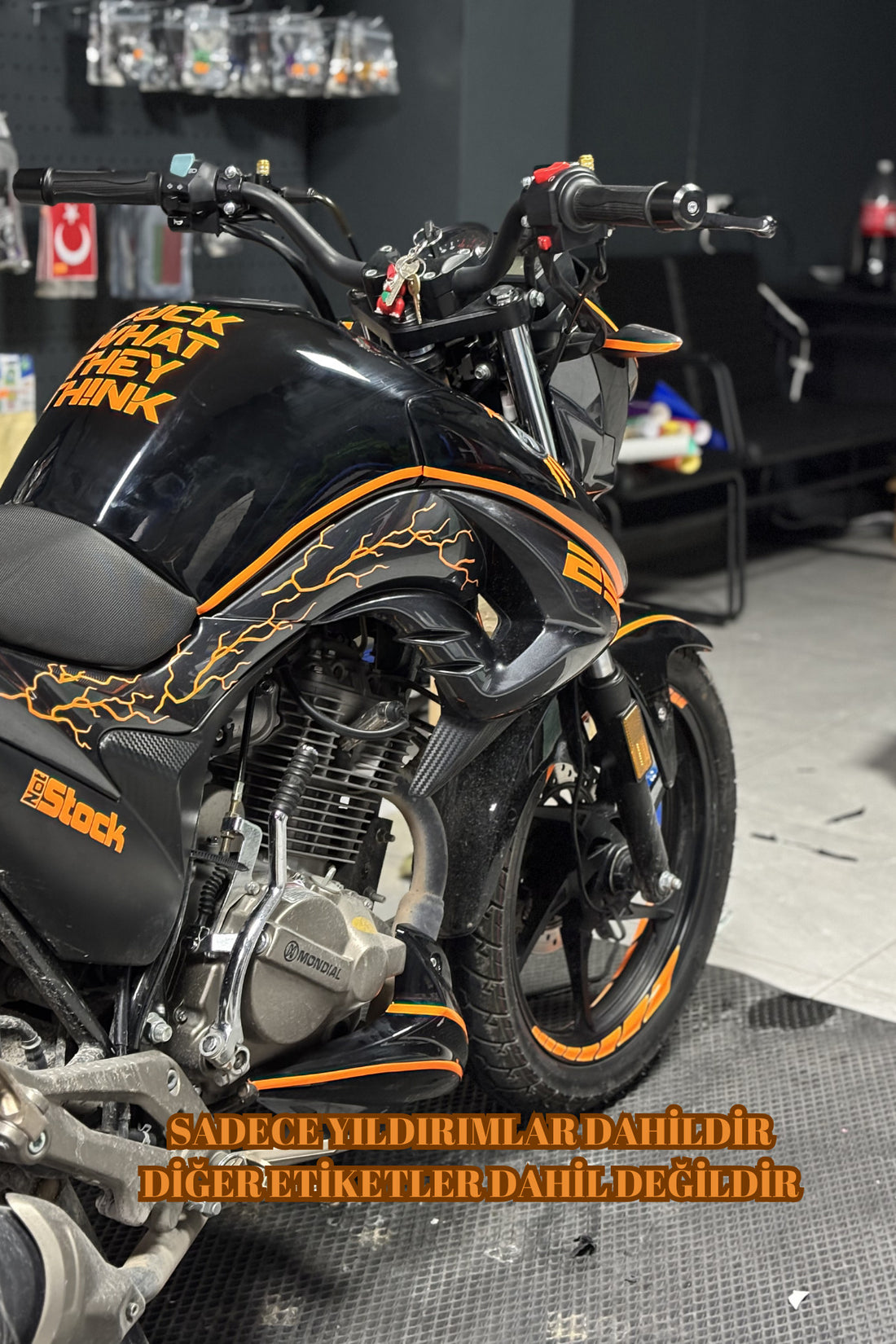 Motor ve Kask için Oracal Neon Turuncu Yıldırım Şimşek Seti (8 Parça)