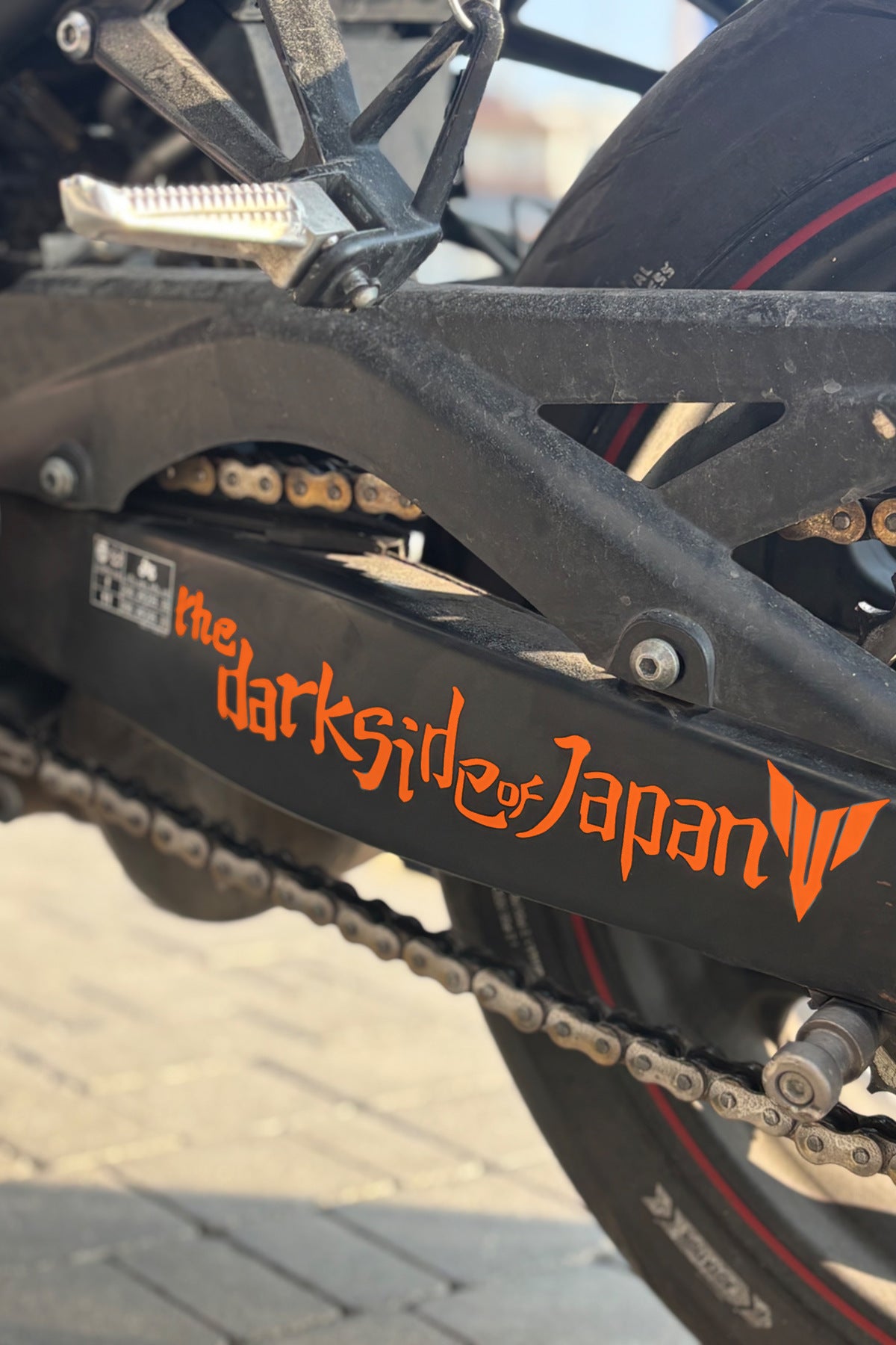 Motosiklet Yan Şase için Eğik The Dark Side of Japan Sticker Etiket
