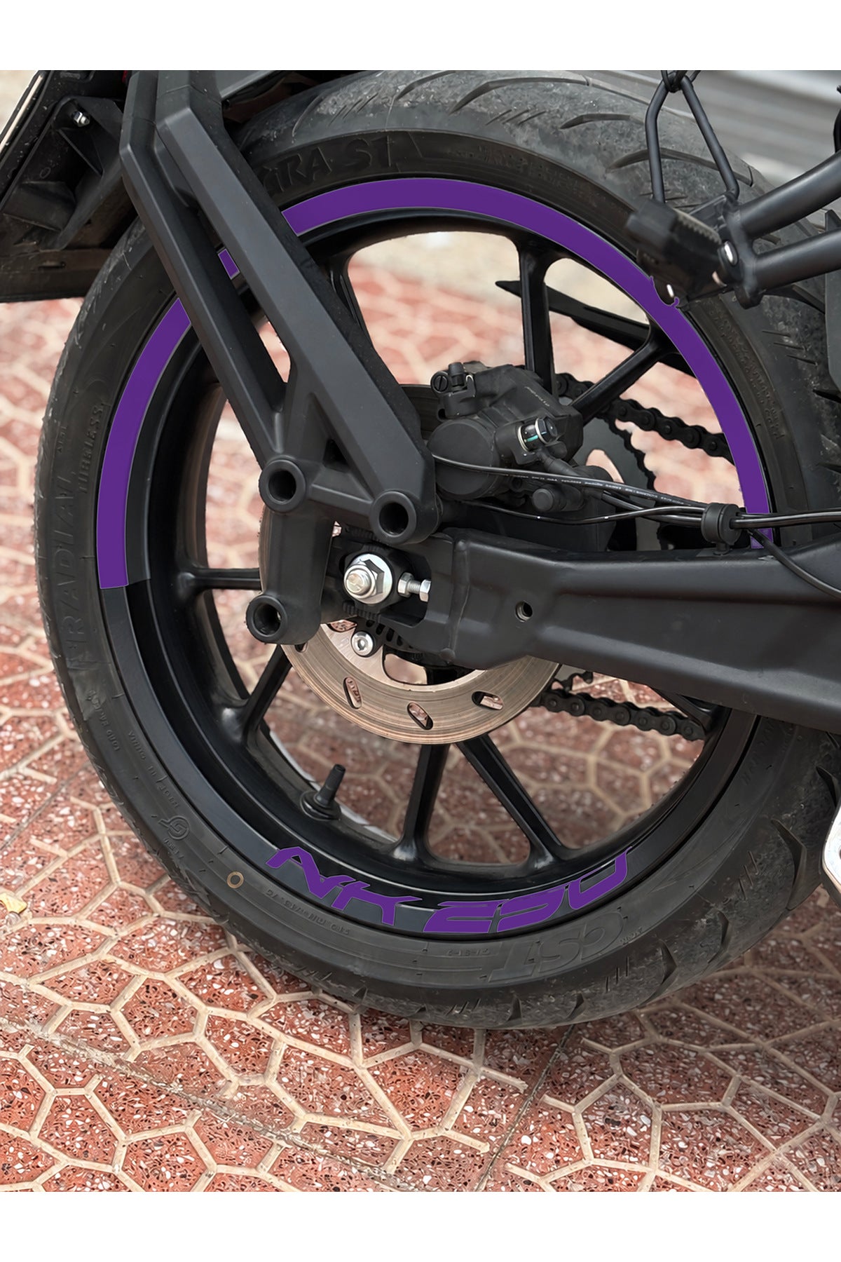 CFMOTO NK250 için Yarım Jant+ NK250 Yazıları Jant Şeridi Sticker Seti (Ön-Arka Yeterli)