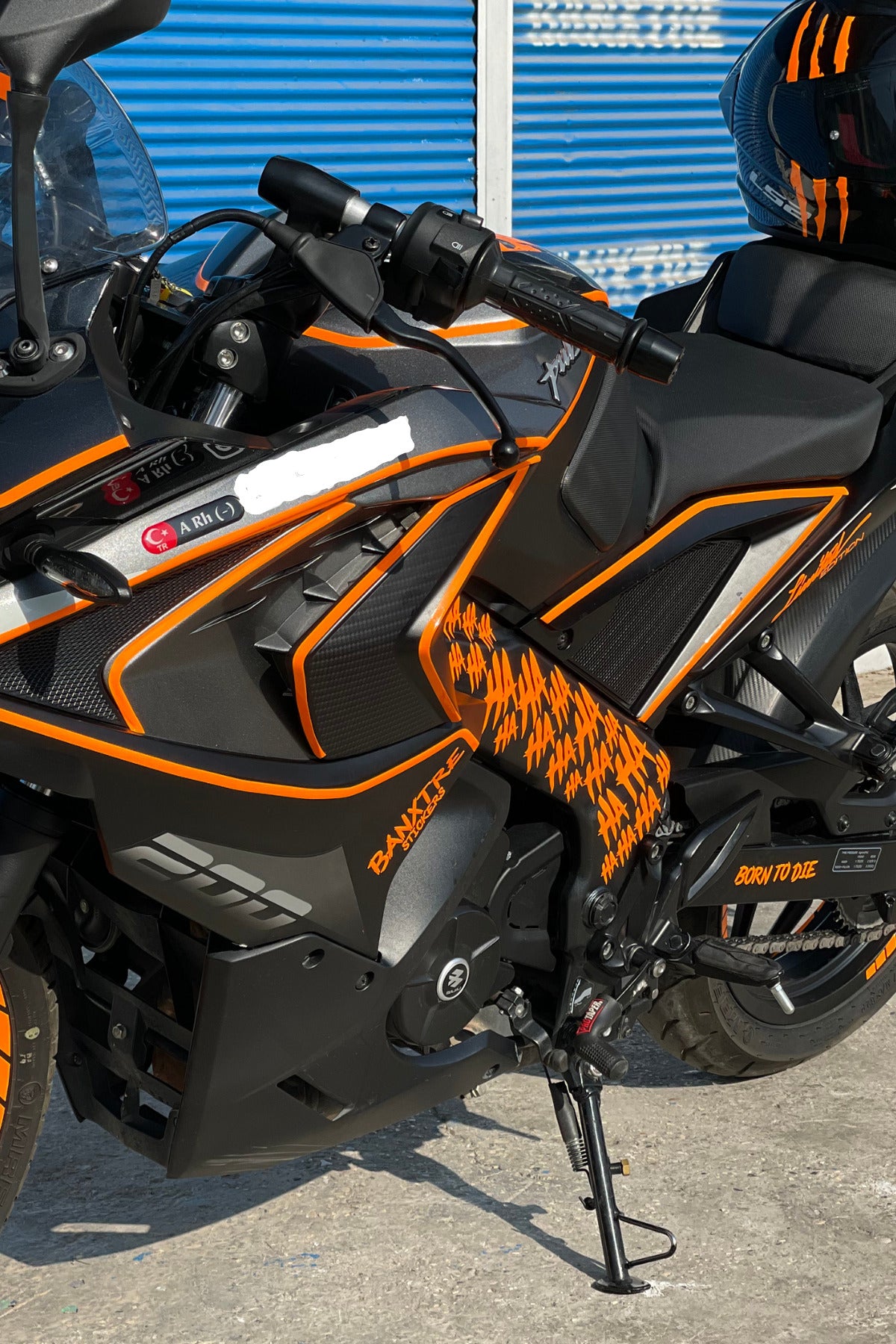 Motor-Araba-Kask için Orafol Neon Turuncu Hahaha Eğik Stiker Etiket (28'li )