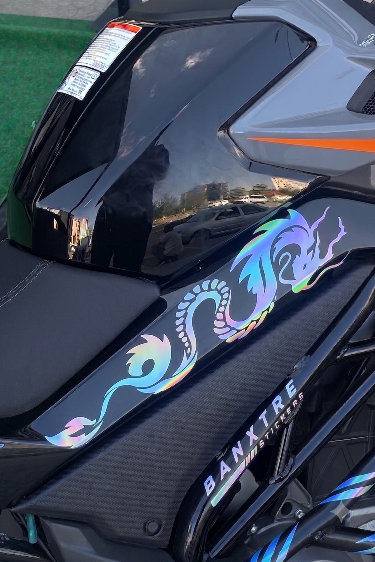 CFMOTO NK250 Uyumlu Ejderha Tasarım Orta Grenaj Sticker Seti Sağ ve Sol