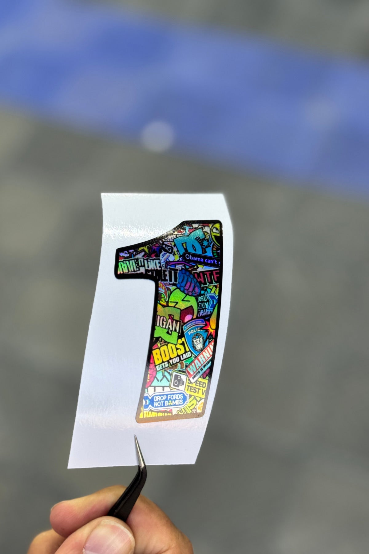 Motor-Araba-Laptop için Hologramlı 1(BİR) Rakam stickerı1 (7CMX4,2CM) 1 Adet