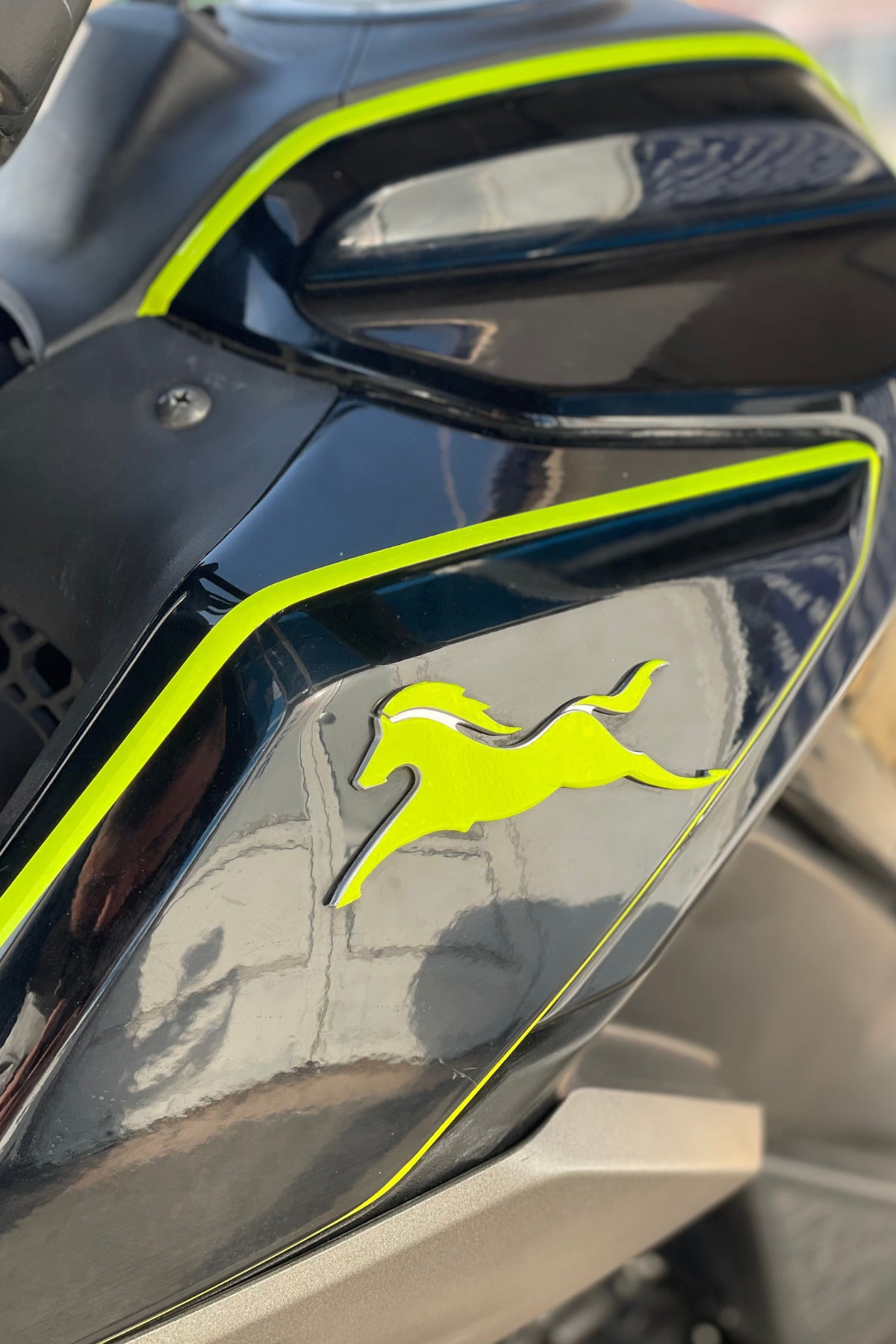 TVS Raider için Neon Sarı TVS Logosu At için Birebir uyumlu Sticker Etiket Seti (Sağ ve Sol )