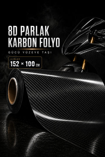 Motosiklet-Kask-Araba için 8D Karbon Kaplama Folyo Esneyen Hava Kanallı 1. Kalite (Ölçü Seçiniz)