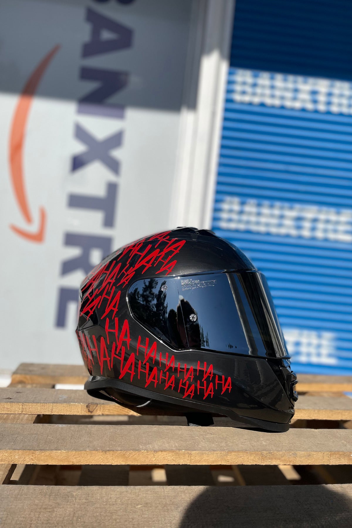 Dekoratif Kırmızı Hahaha Sticker Motor-Araba-Kask  için Etiket 30CMx15CM (1 Adet)