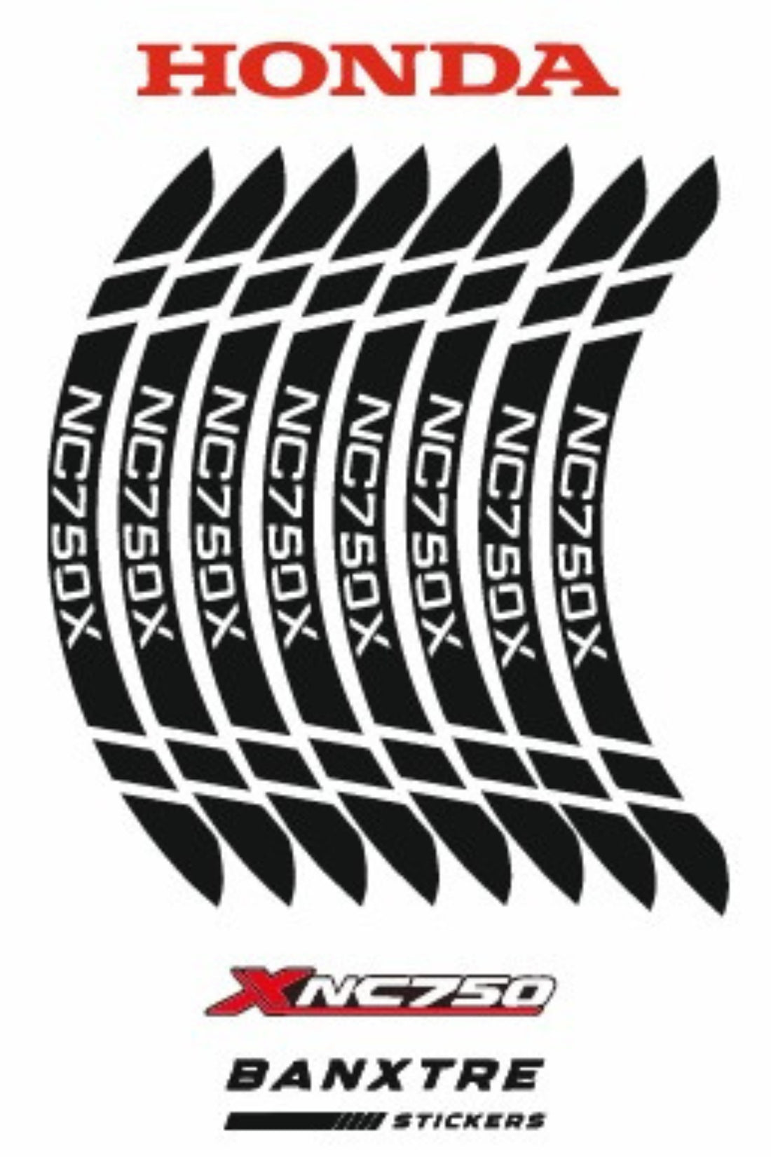 Honda NCX 750 Uyumlu Motor için Jant Şeridi Sticker (8 Parça)
