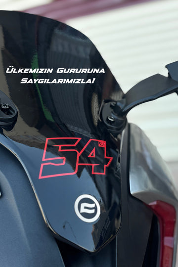 Motor ve Kask için Kırmızı Renk 54 Numaratör Sticker Etiket (Toprak Razgatlıoğlu'nun Numarasıdır)