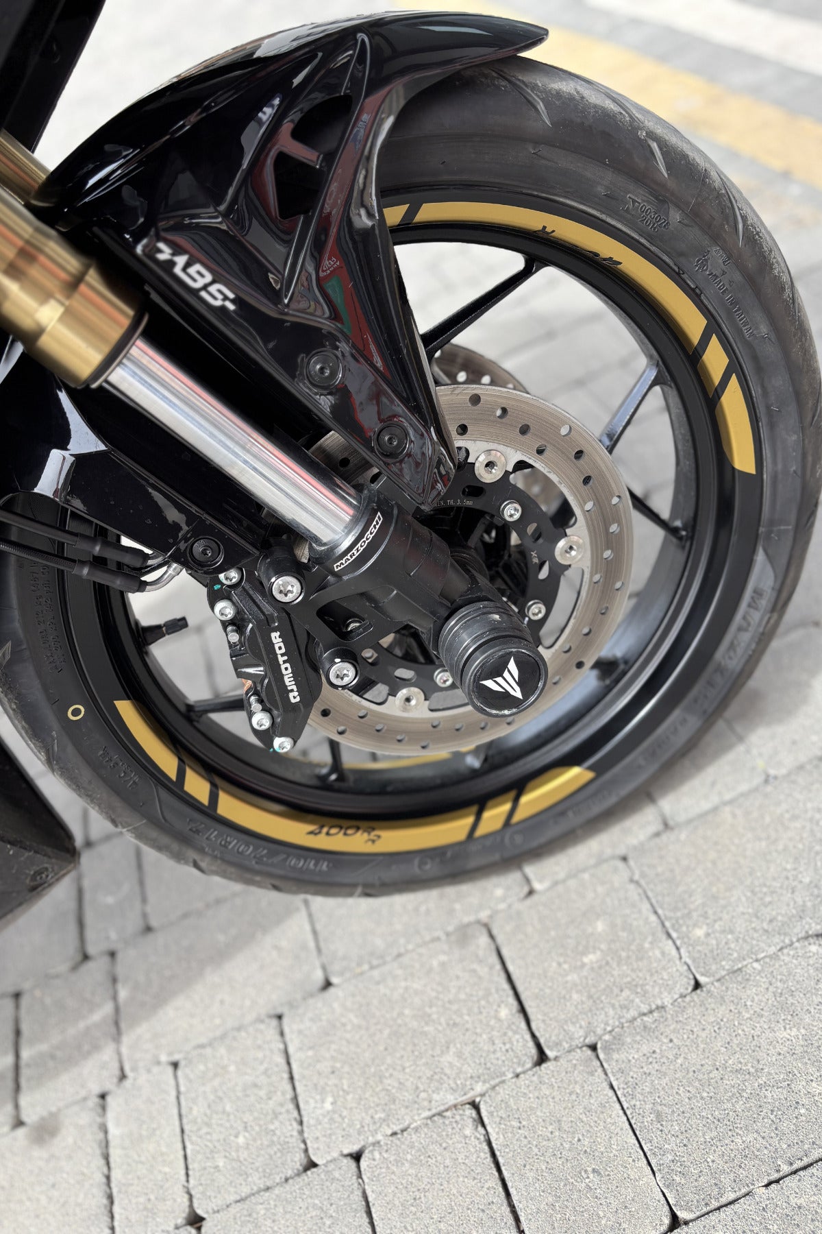 QJ Motor ve RKS SRK 400RR için Mat Gold Jant Şeridi Sticker (8 Parça)