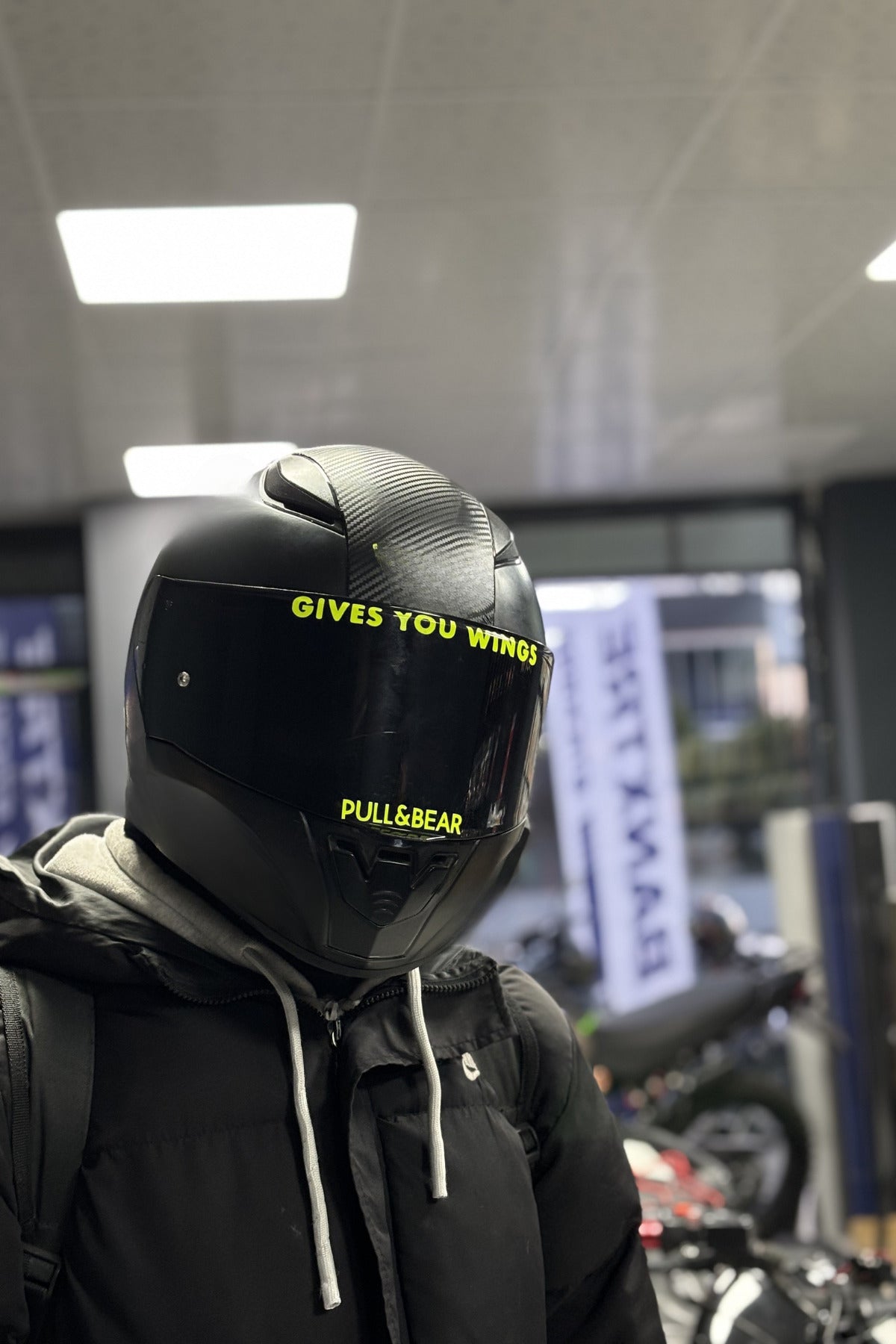 Kask Vizörü için Neon sarı Gives You Wings ve P&B Sticker Etiket