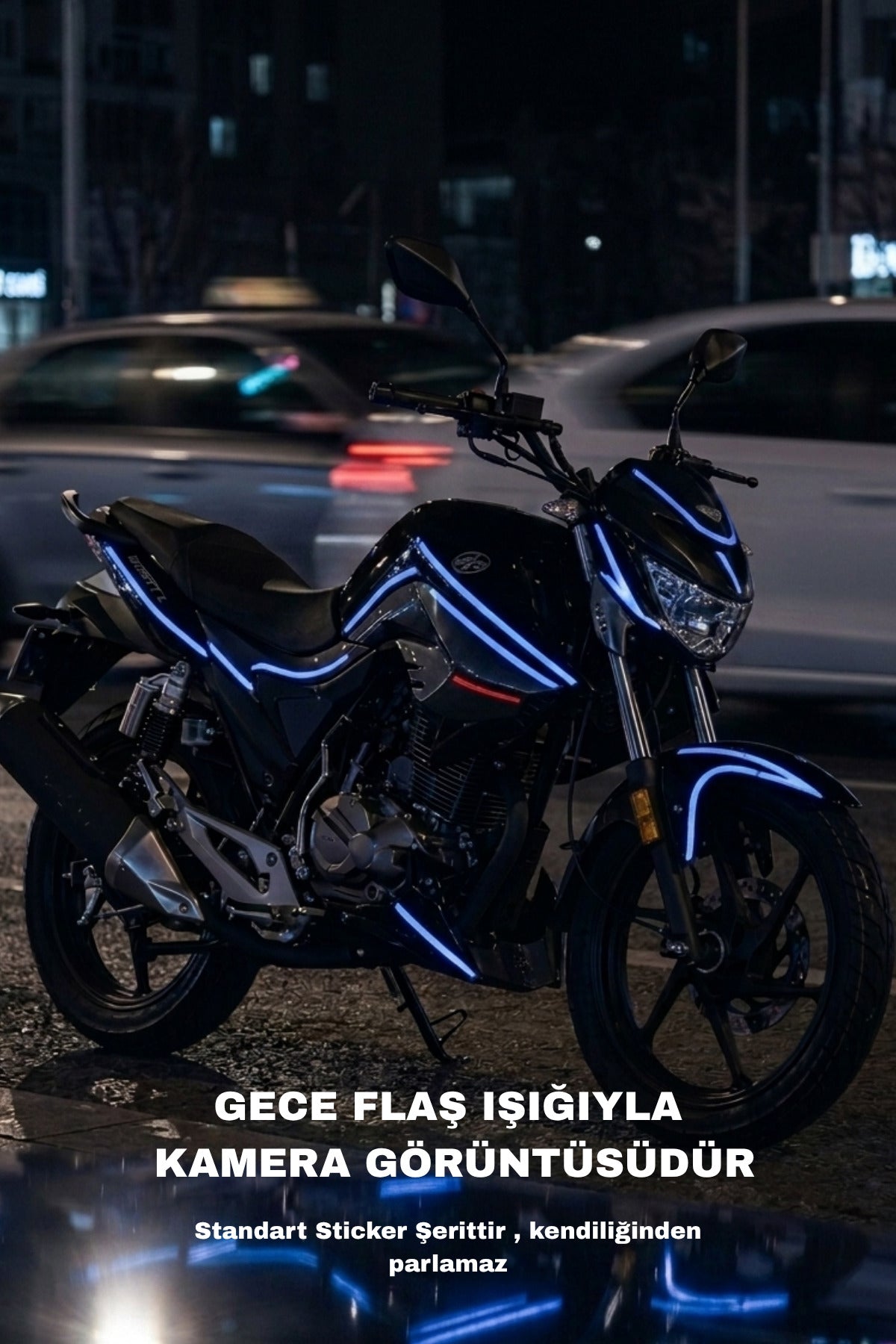 Mondial Drift-L için Ultra Reflektif İnce Detay Gece Işıkta Parlayan Detay Şerit Stickerlar (5 Metre)