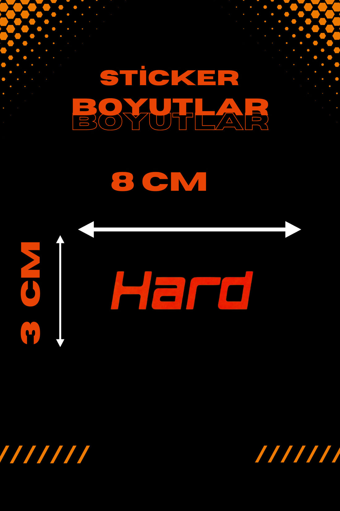 Dekoratif Neon Turuncu Hard Sticker Araba-Motor için Etiket 8CMx3CM (1 Adet)