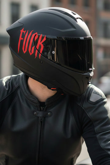 Kask için Gotik Yazı Tipiyle FVCK Sticker Etiket (Tek Taraf)