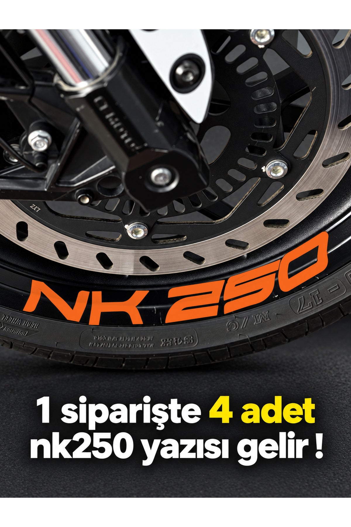 CFMOTO NK250 için Geniş Boyutlarda NK250 Jant için Yazı Sticker (1 Paketten 4 Adet Çıkar )