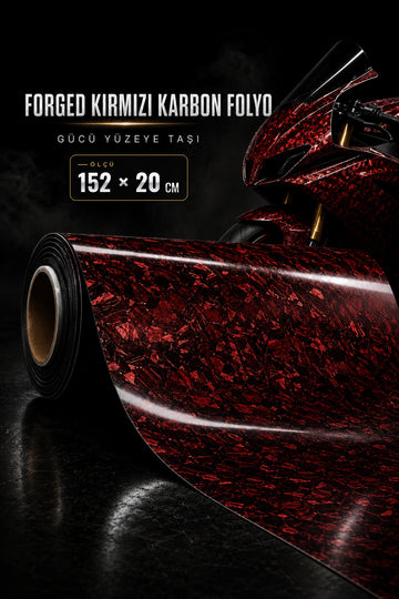 Motosiklet ve Araç ve kask için Forged Kırmızı Karbon Hava Kanallı Esneyen Kaplama Folyosu (Ölçü Seçiniz)