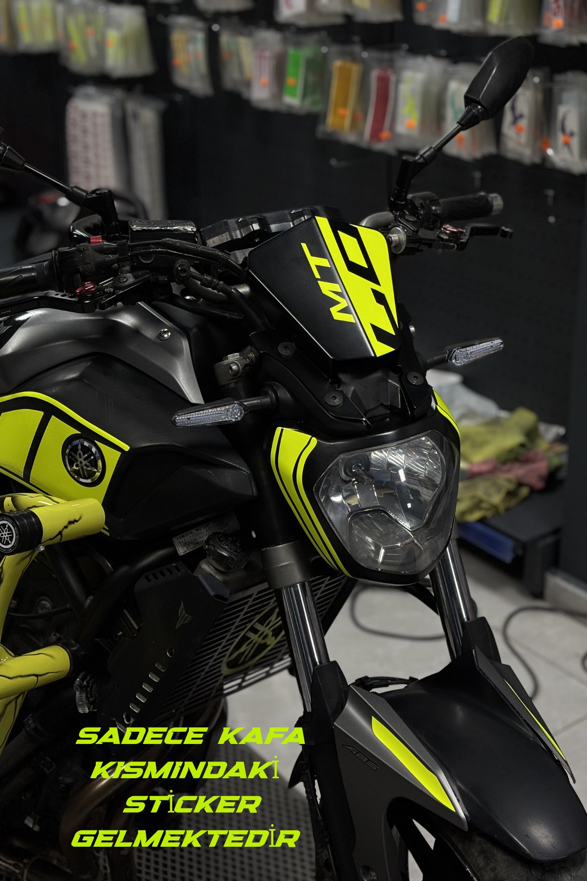 Yamaha MT-07 için Neon Sarı Kafa Siperlik Kısmı için Sticker Etiket  (2015-2017)