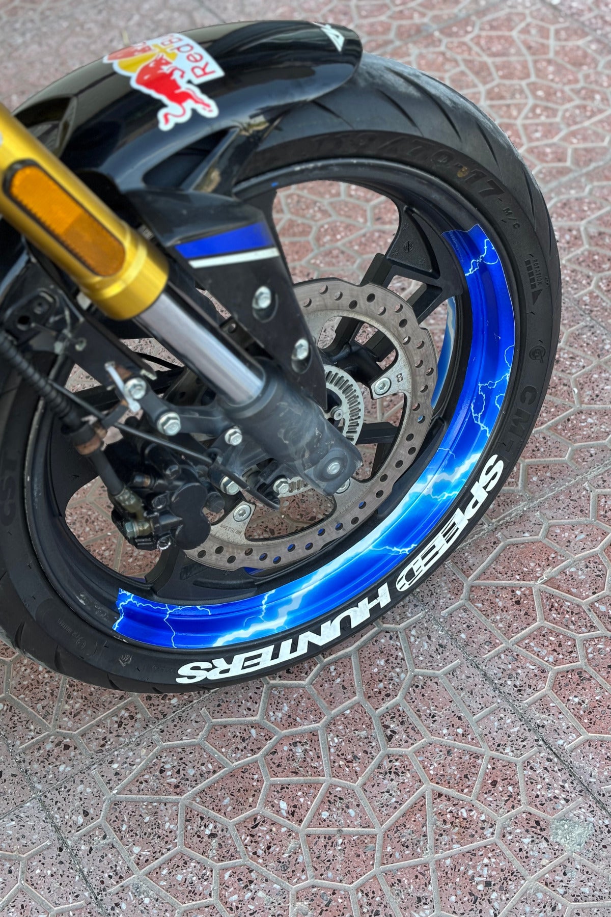 Motosiklet ve Motor için 17 Inch Jantlara Uyumlu Şimşek Desenli Yarım Jant Şeridi (4 Parça)