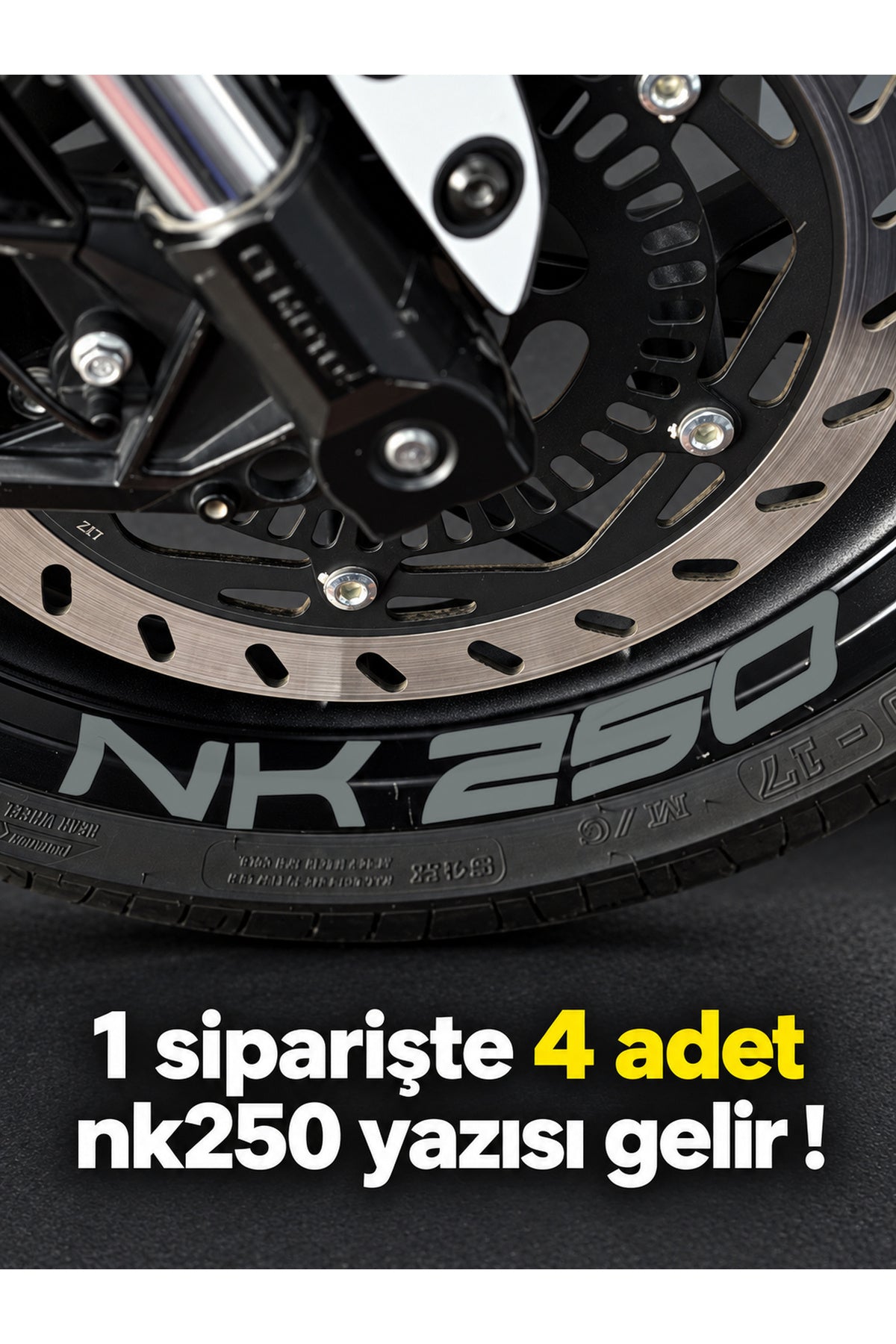 CFMOTO NK250 için Geniş Boyutlarda NK250 Jant için Yazı Sticker (1 Paketten 4 Adet Çıkar )