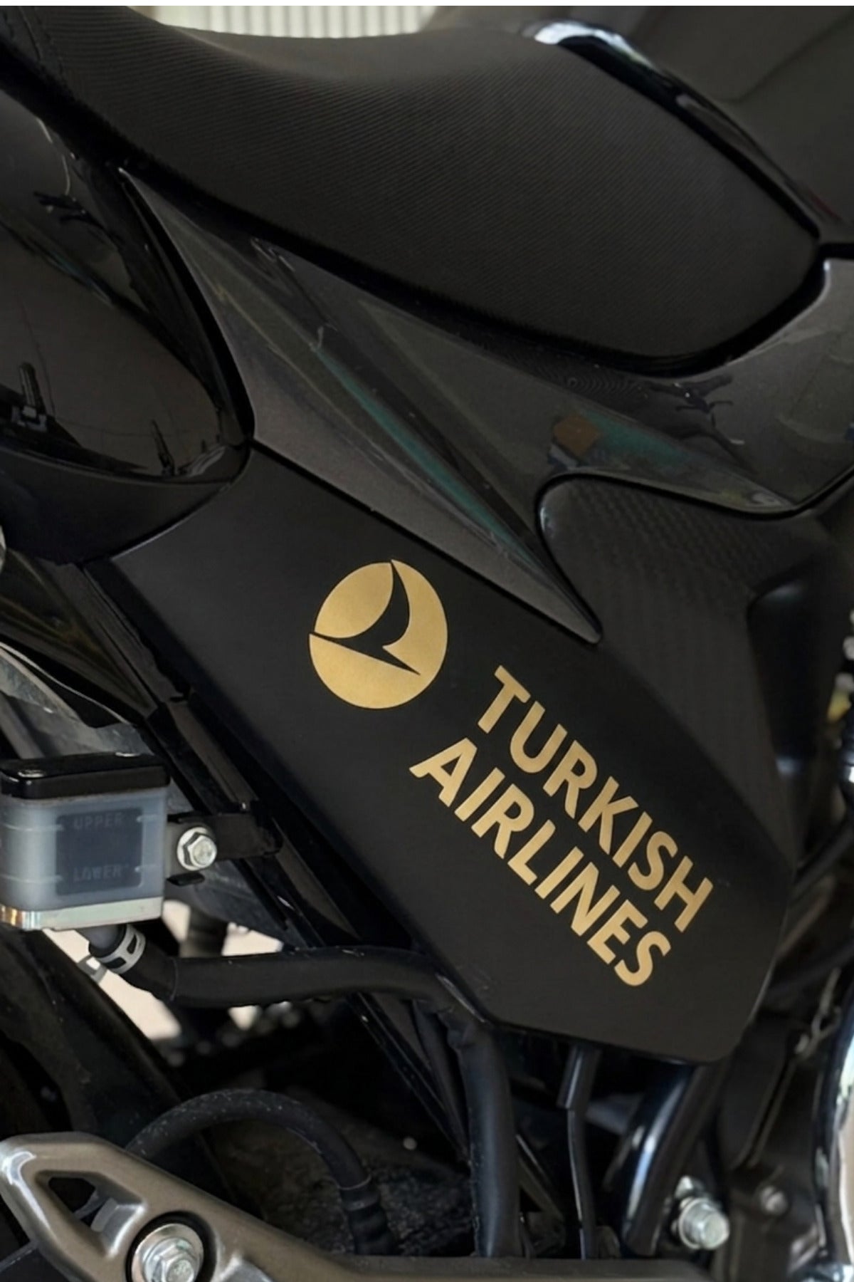 Motor-Araba-Kask için Mat Gold Renk THY Turkish Airlines Sticker Etiket (18CMx5CM)