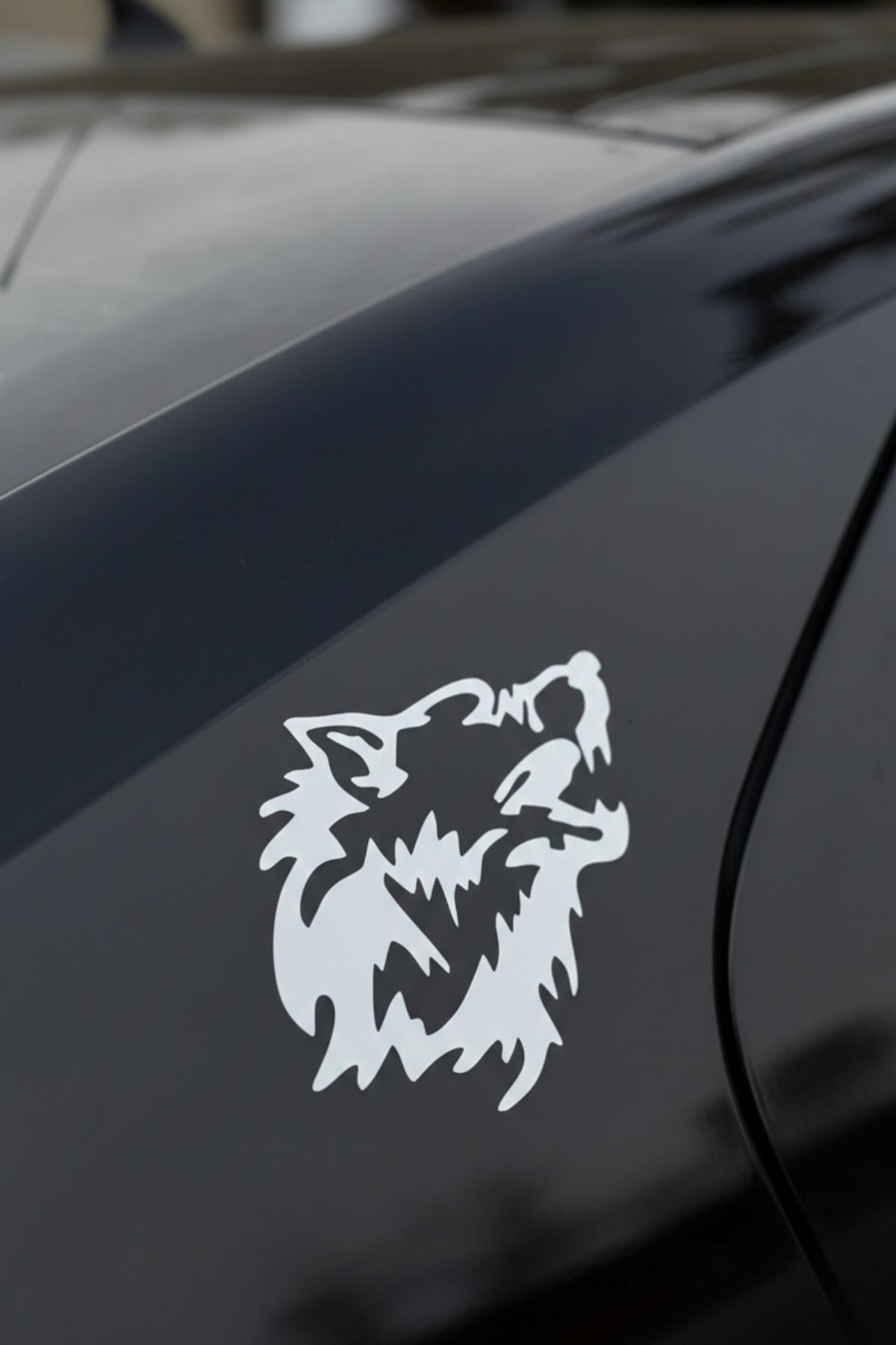 Motosiklet-Araba ve Laptop için Uluyan Kurt Sticker Etiket (1 Adet)