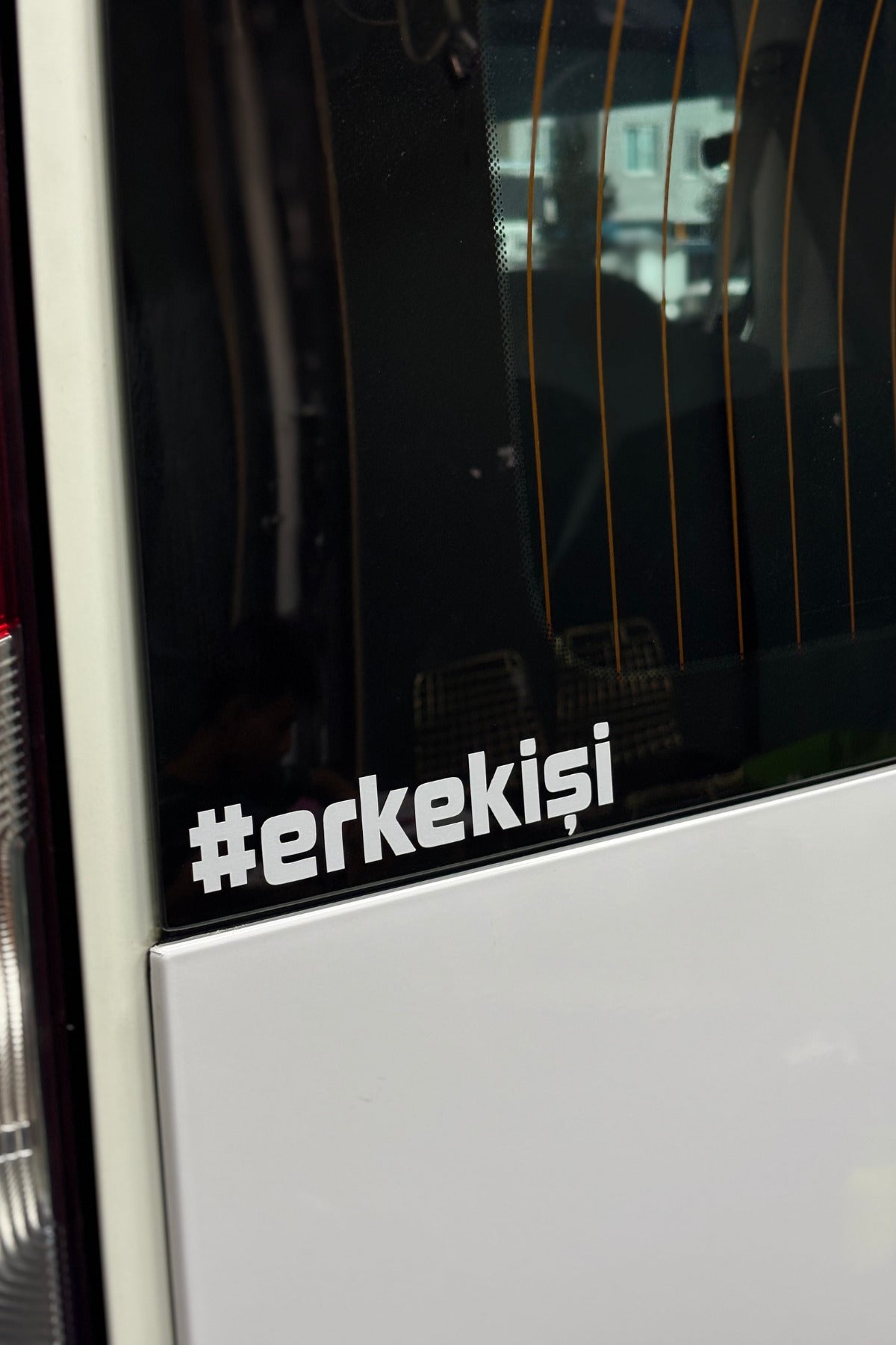 Motor ve Araba için Beyaz Renk Erkek İşi Sticker Etiket (12CM)(1 Adet)
