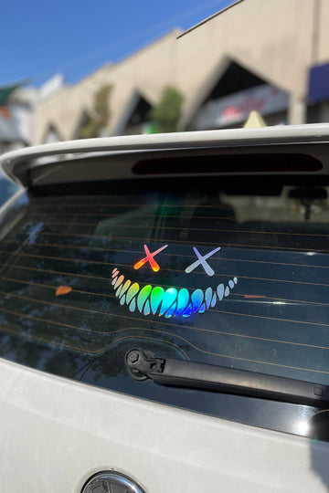 Araba Camı için Hologramlı Renk Değiştiren Gülen Yüz Sticker Etiket (1 Adet)