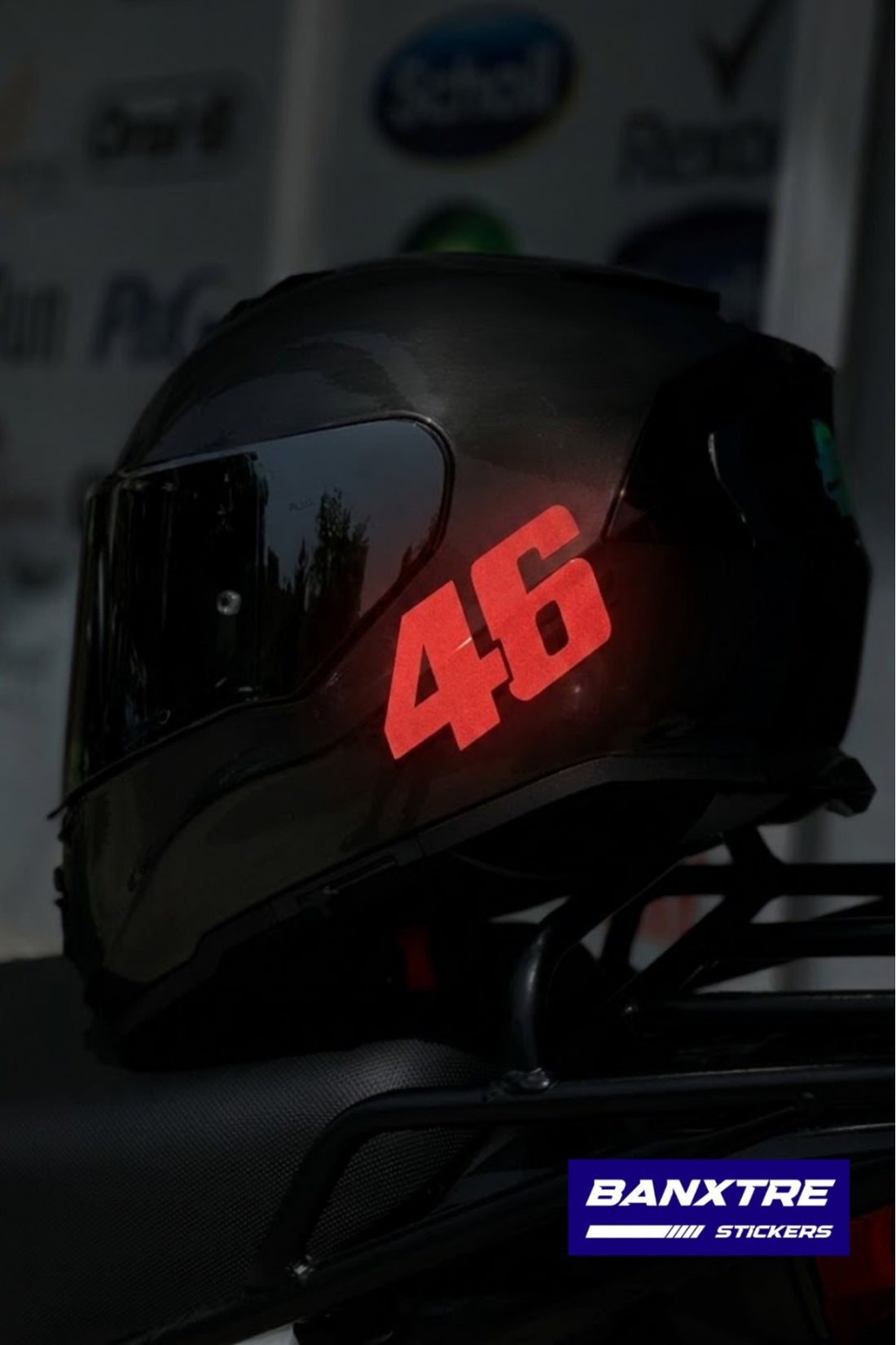Motor-Araba-Kask için Reflektif 46 Yarış Stili Logo Sticker Etiket (1 Adet)