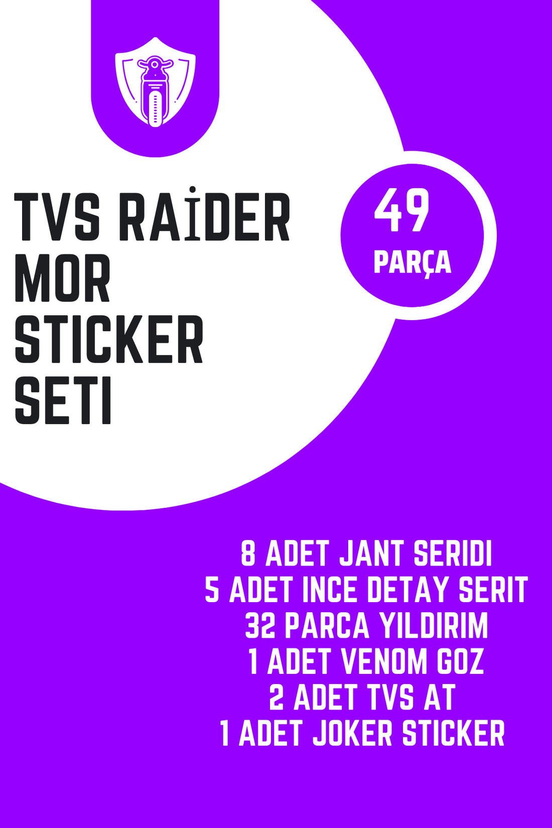 TVS Raider 125 için Orafol Mor Renk Komple Sticker Seti (49 Parça)