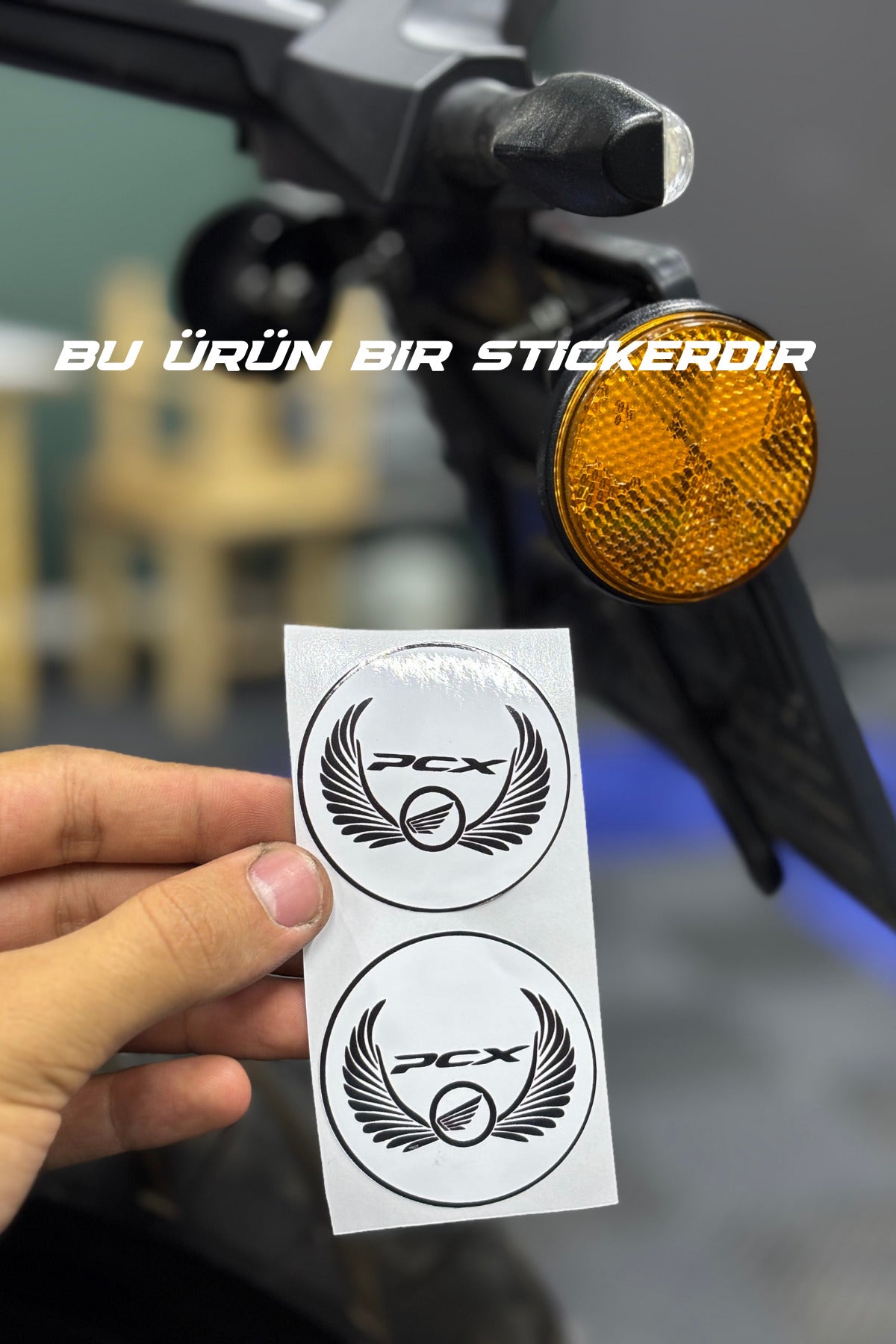 Honda PCX Kedigözü Reflektörü için 5CMx5CM Yuvarlak Sticker Seti (2 Adet)